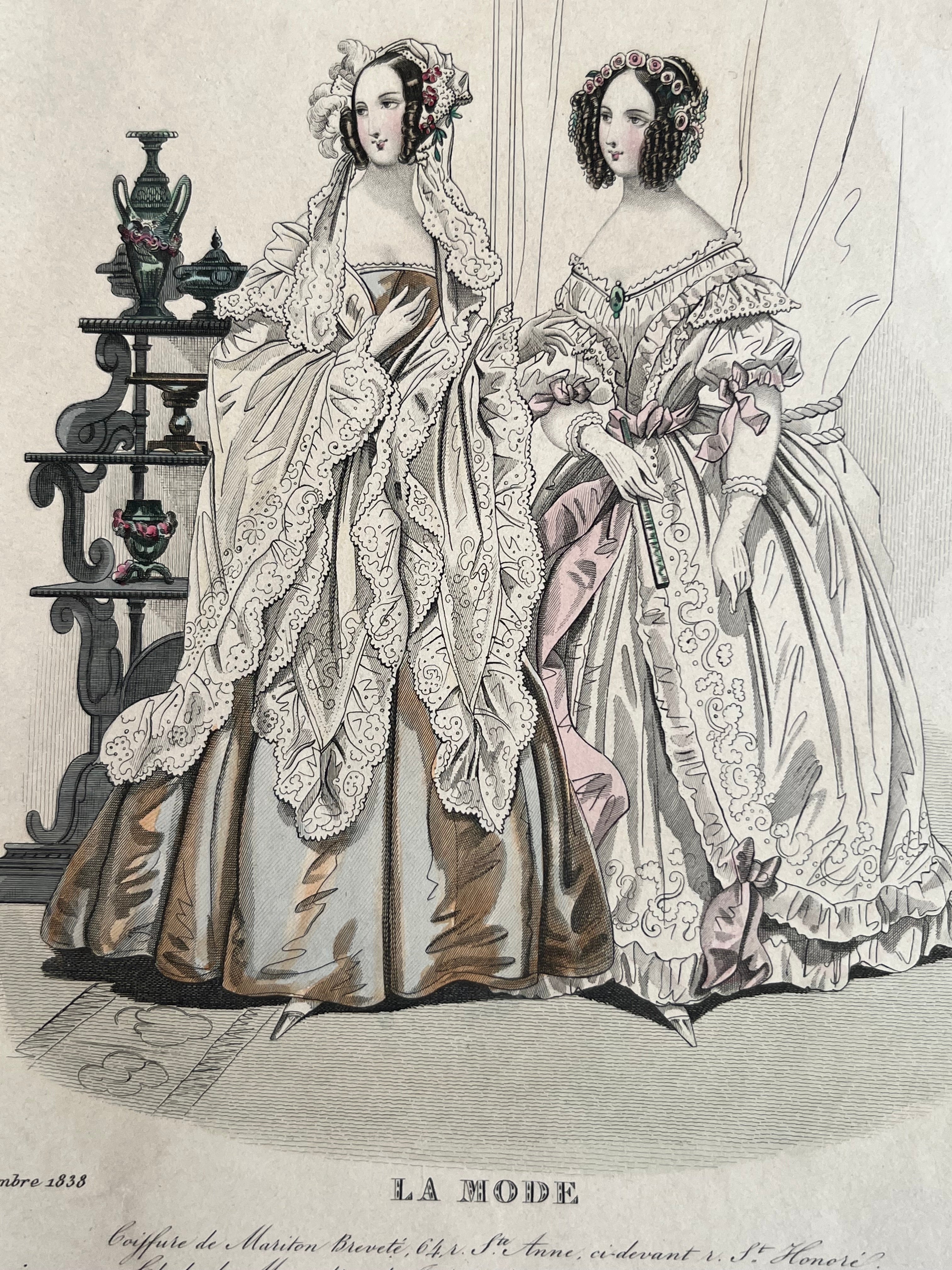 Lot of 11 1830s-1840s La Mode Fashion Plates