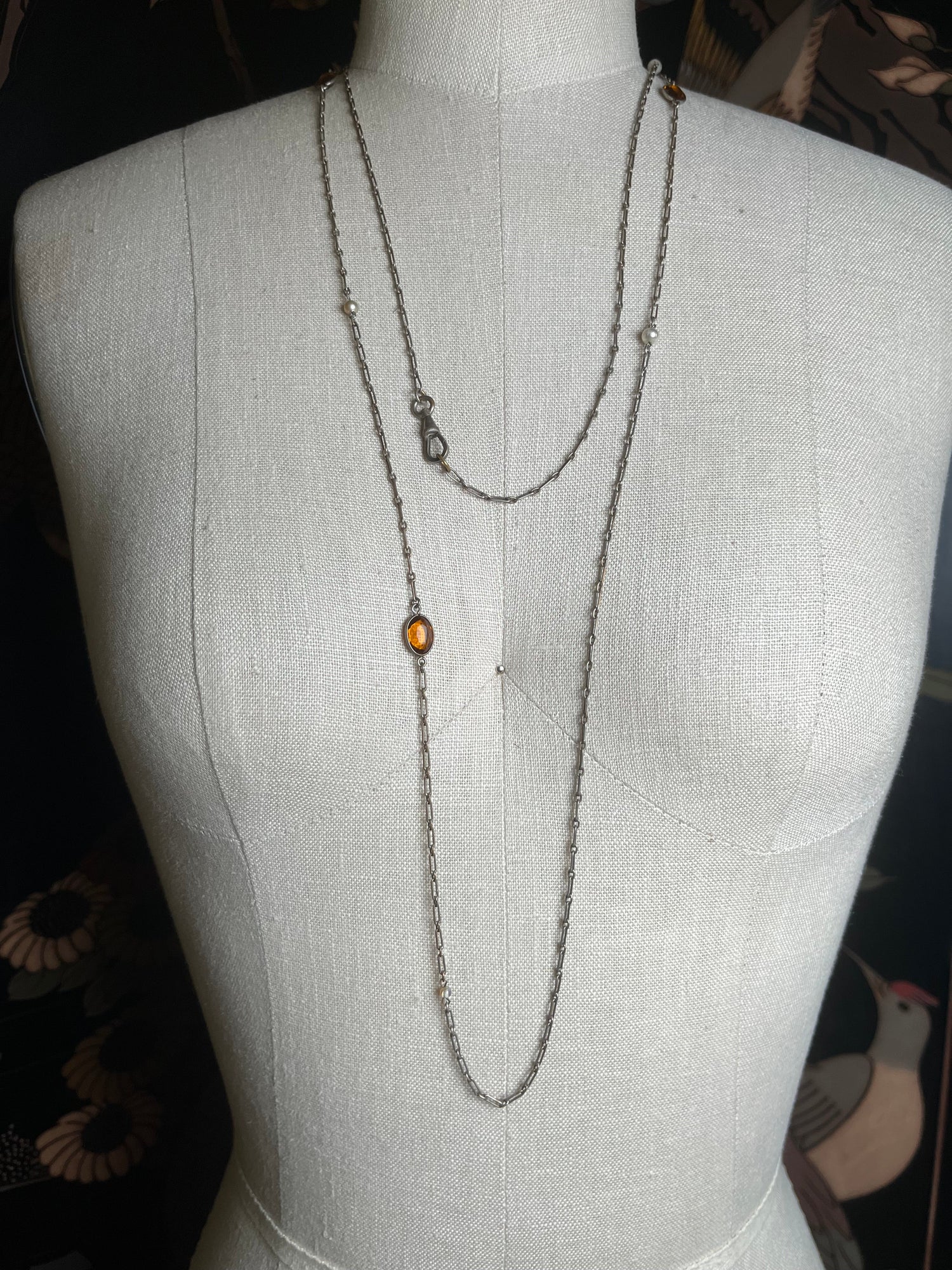 c. 1920s Silver Long Guard Chain