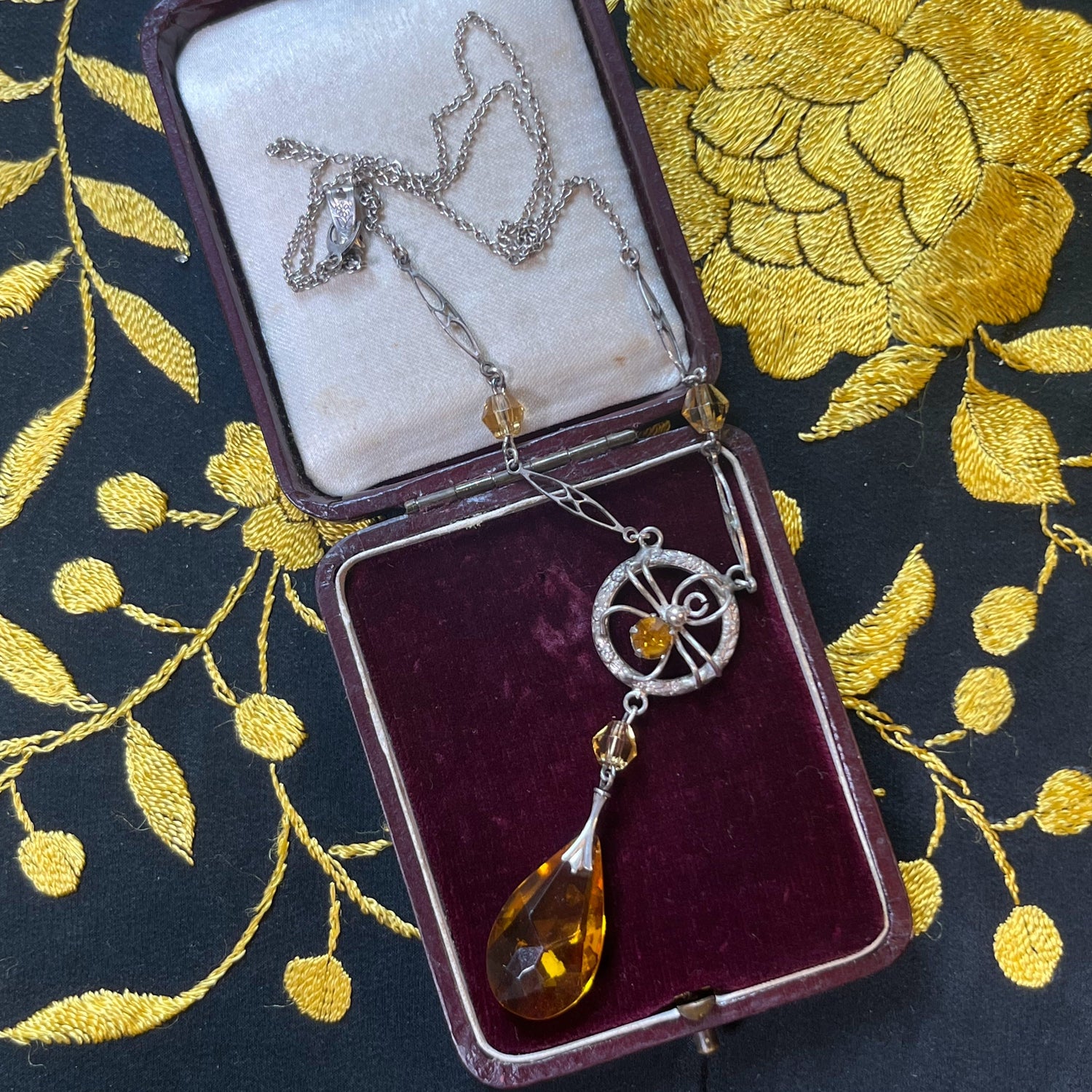 c. 1930s Sterling Silver Spider Necklace
