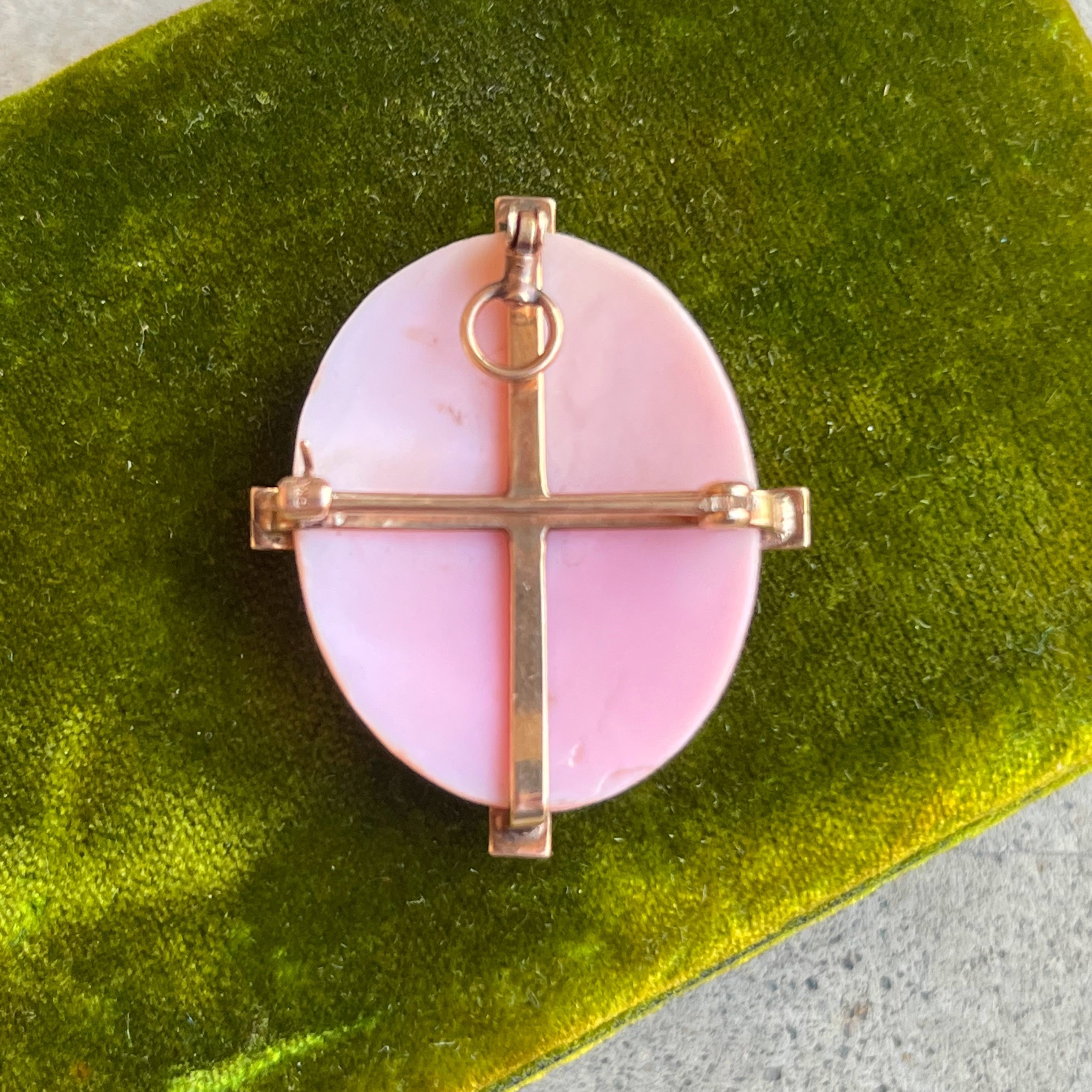 c. 1920s 10k Gold Angel Skin Coral Pendant + Brooch