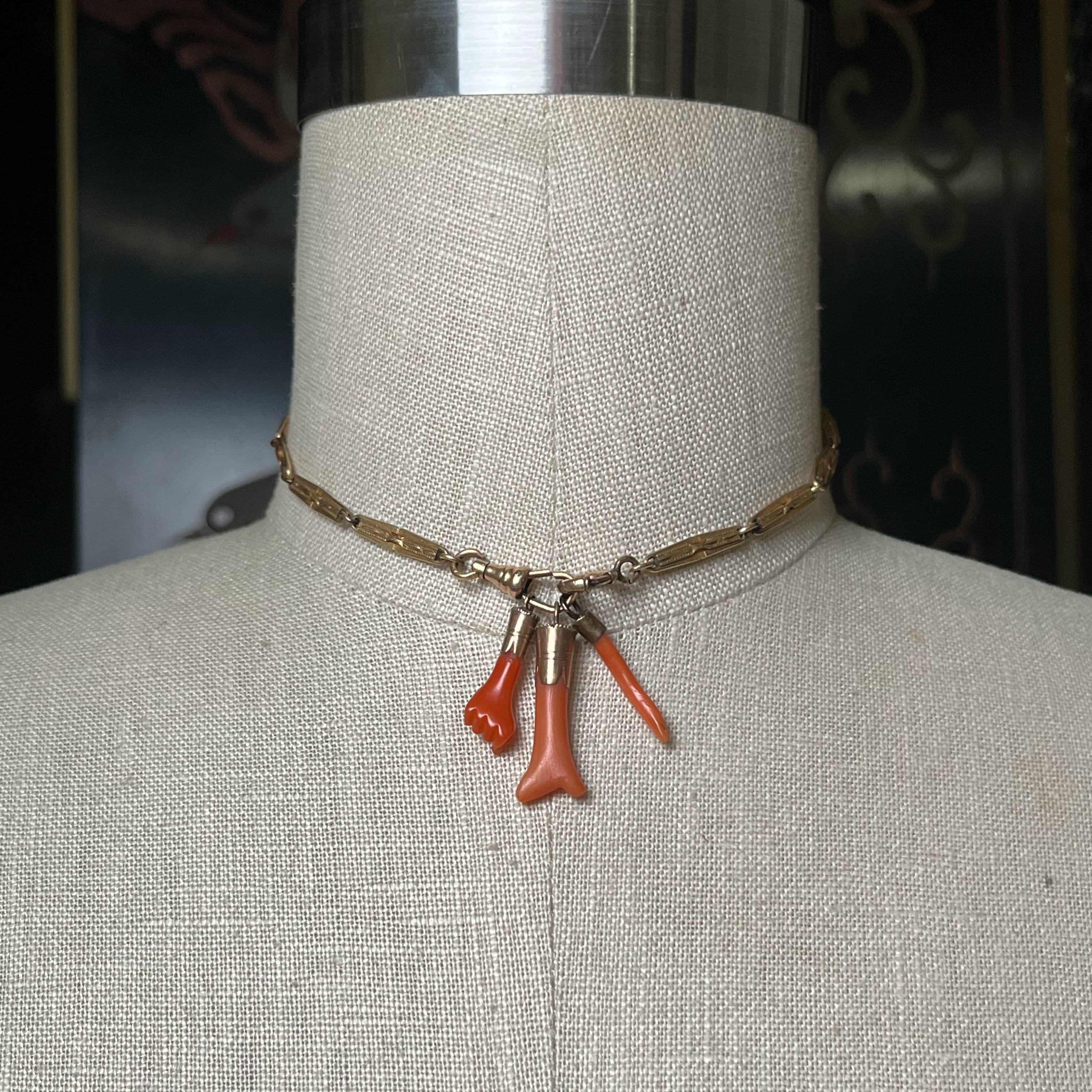 Trio of 19th c. Coral Charms