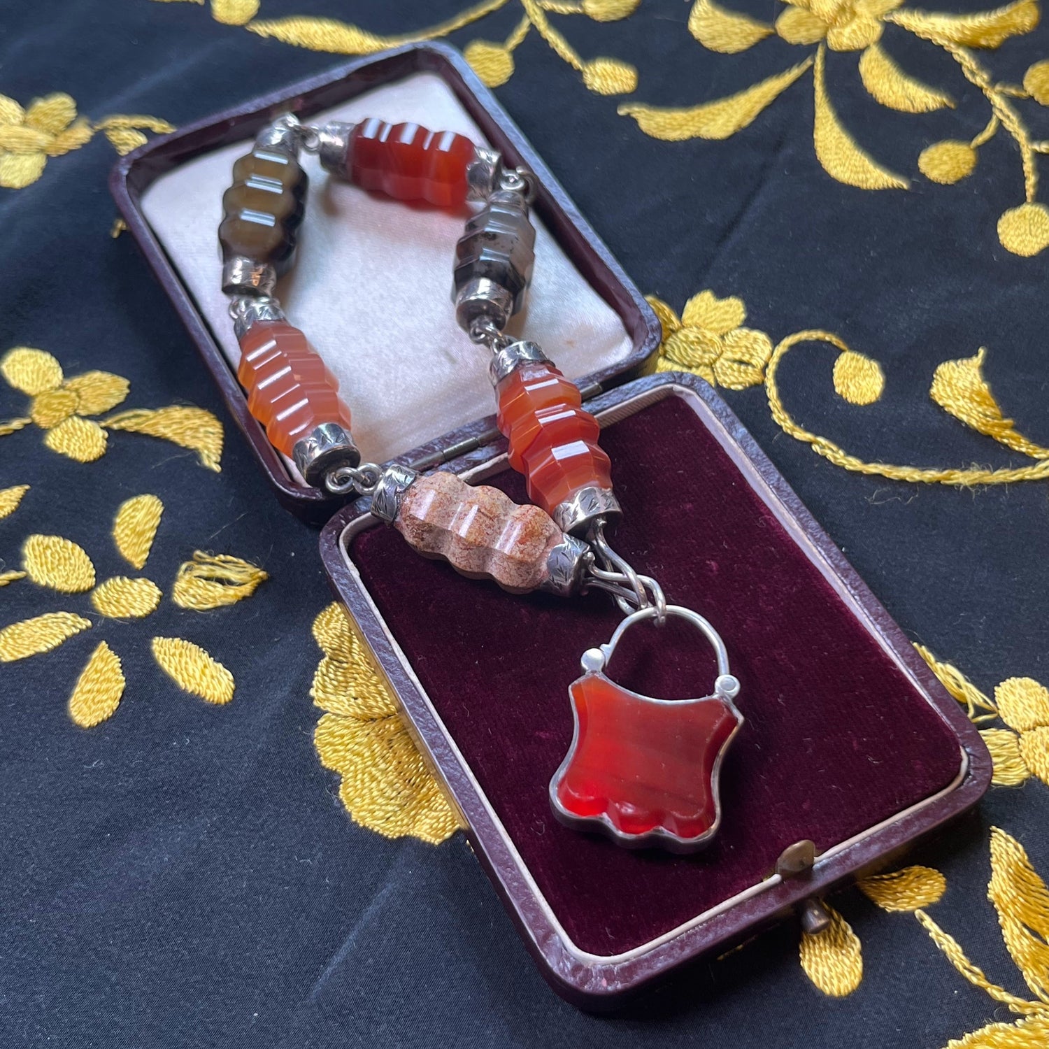 Victorian Scottish Agate Bracelet Sterling Silver