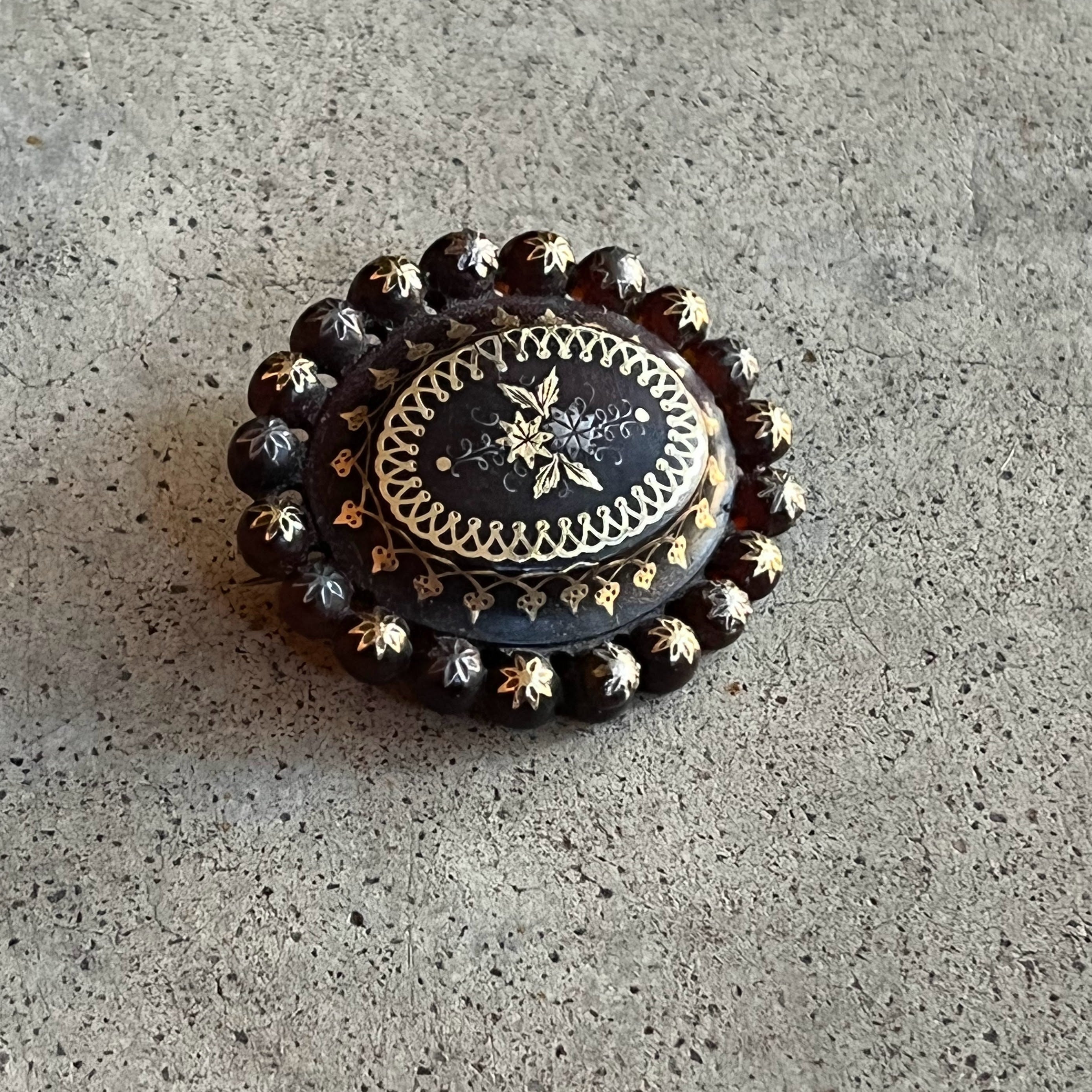 c. 1860s-1880s Pique Tortoise Shell Brooch