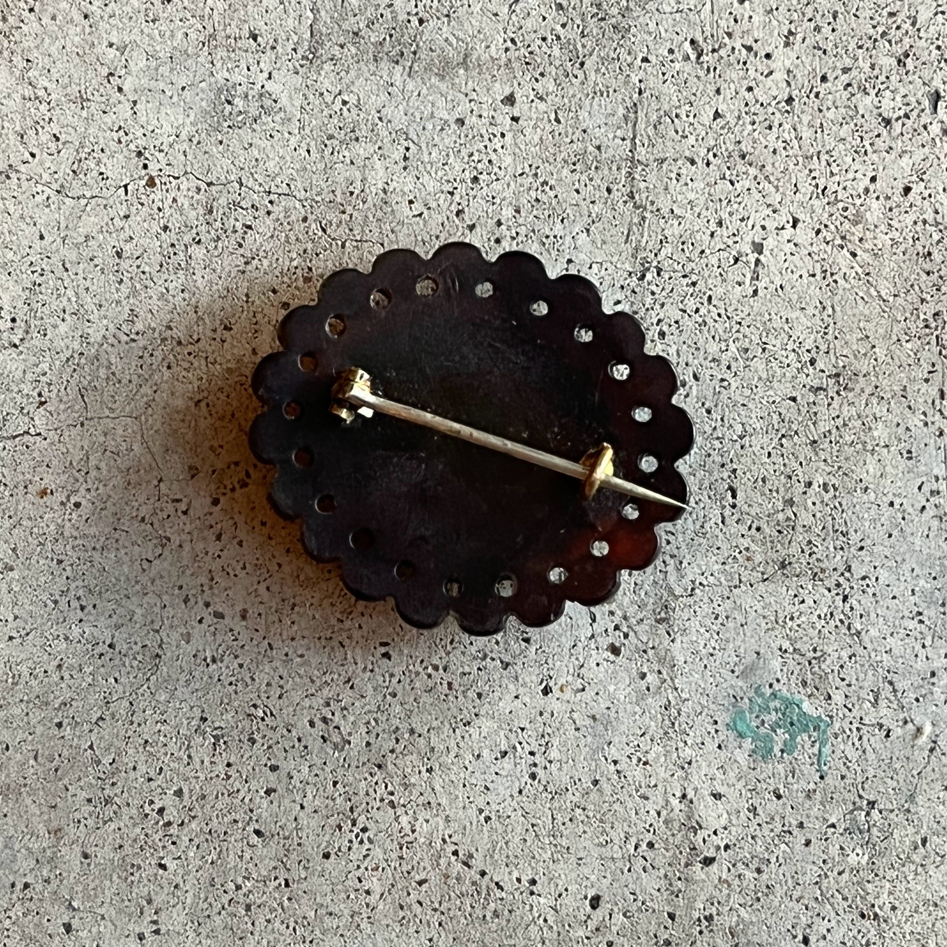 c. 1860s-1880s Pique Tortoise Shell Brooch