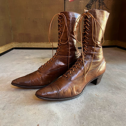 c. 1910s Brown Boots | Approx Sz 8.5-9