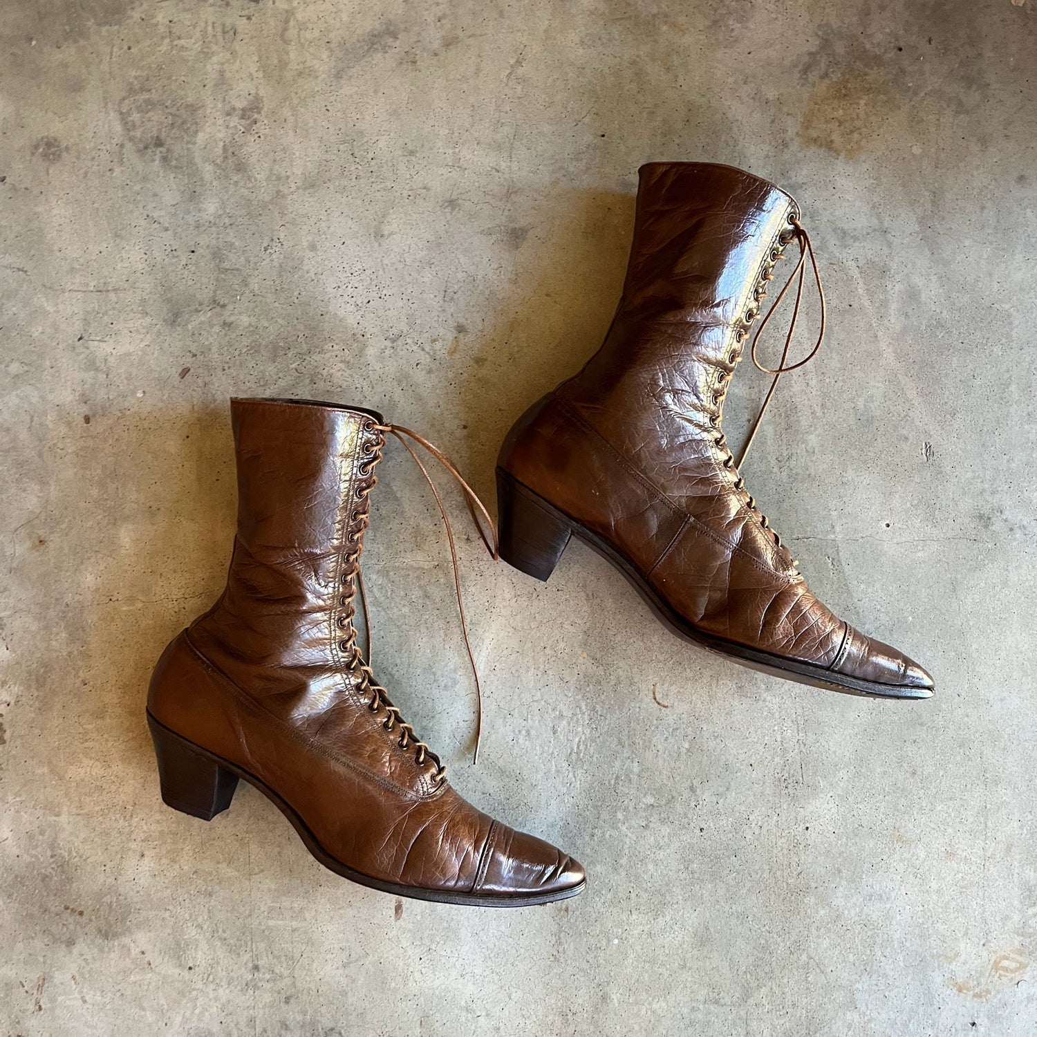 c. 1910s Brown Boots | Approx Sz 8.5-9
