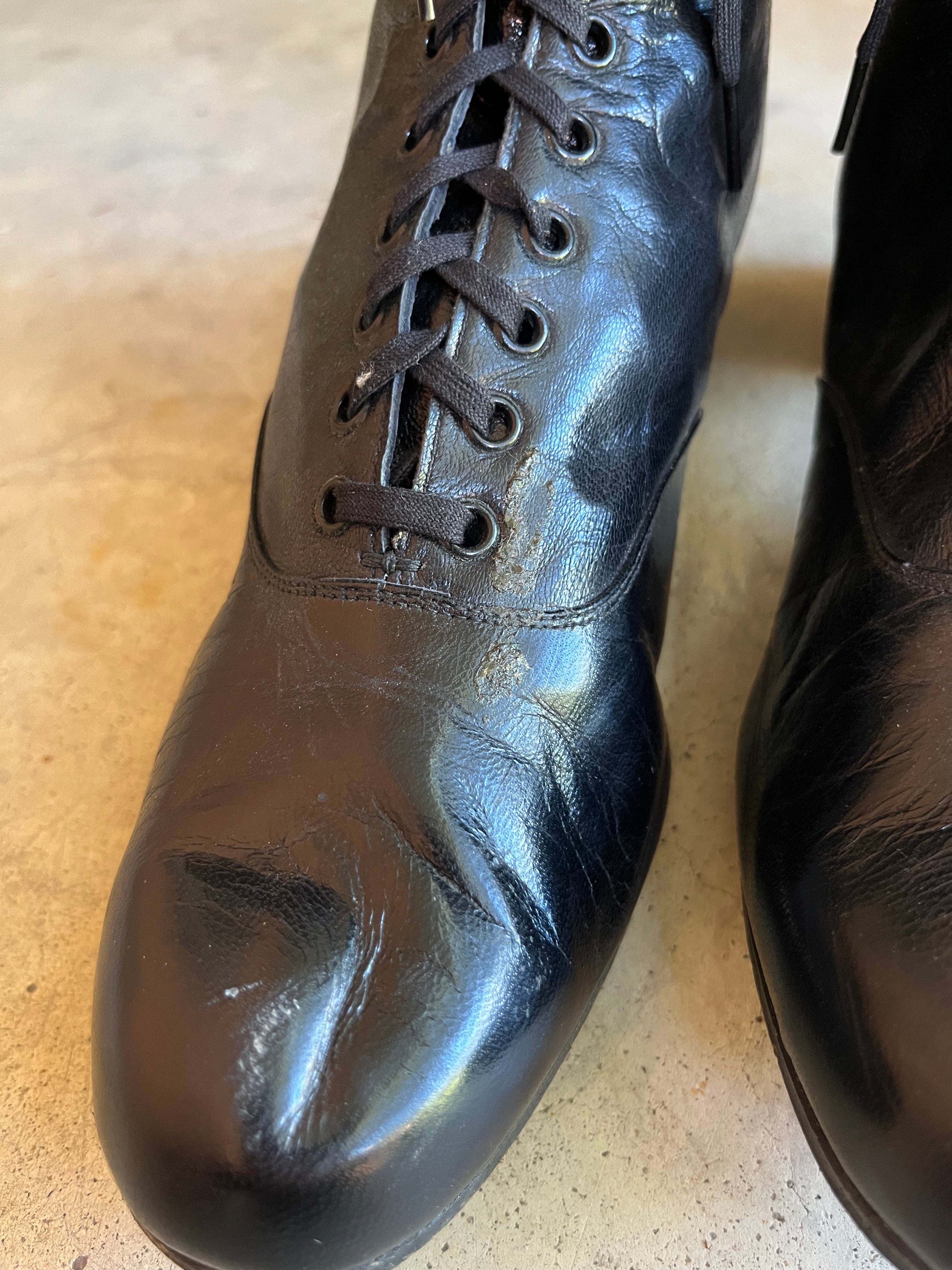 c. 1930s Black Boots | Approx Sz 7