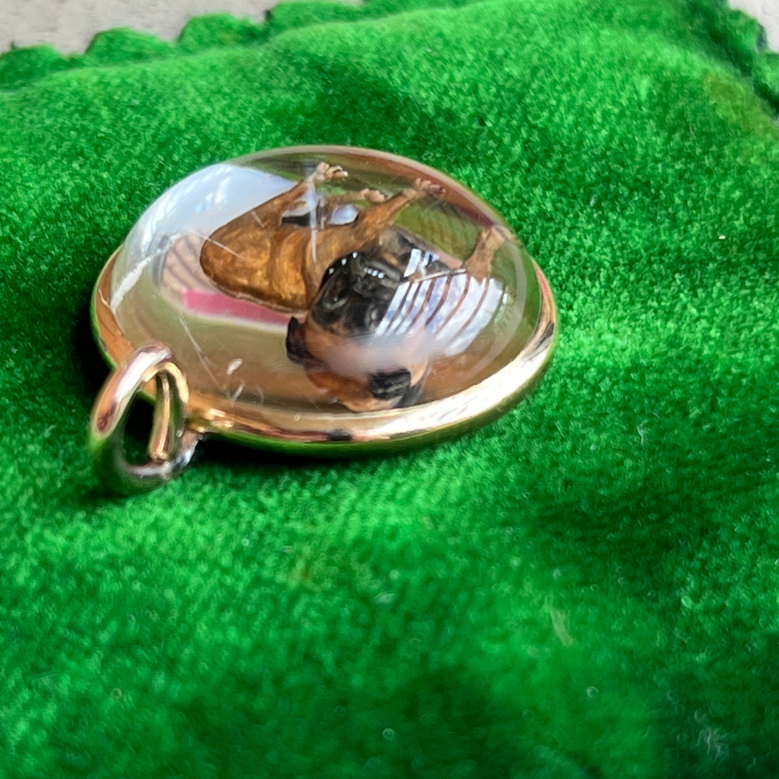 c. Late 19th Century 14k Gold Essex Crystal Bulldog Pendant