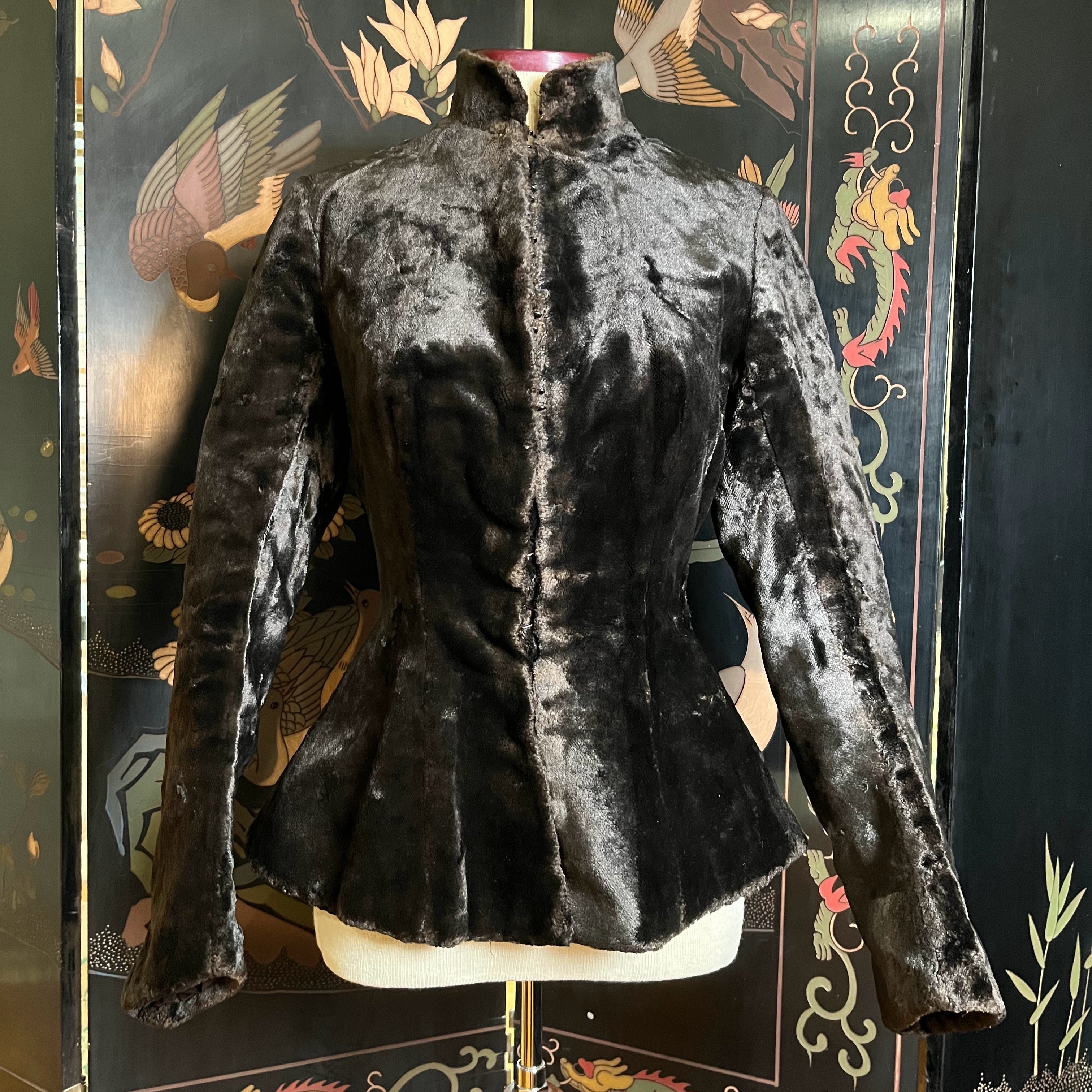 c. 1890s Faux Seal Plush Jacket