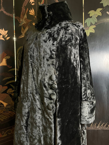 c. 1910s-1920s Faux Seal Plush Coat