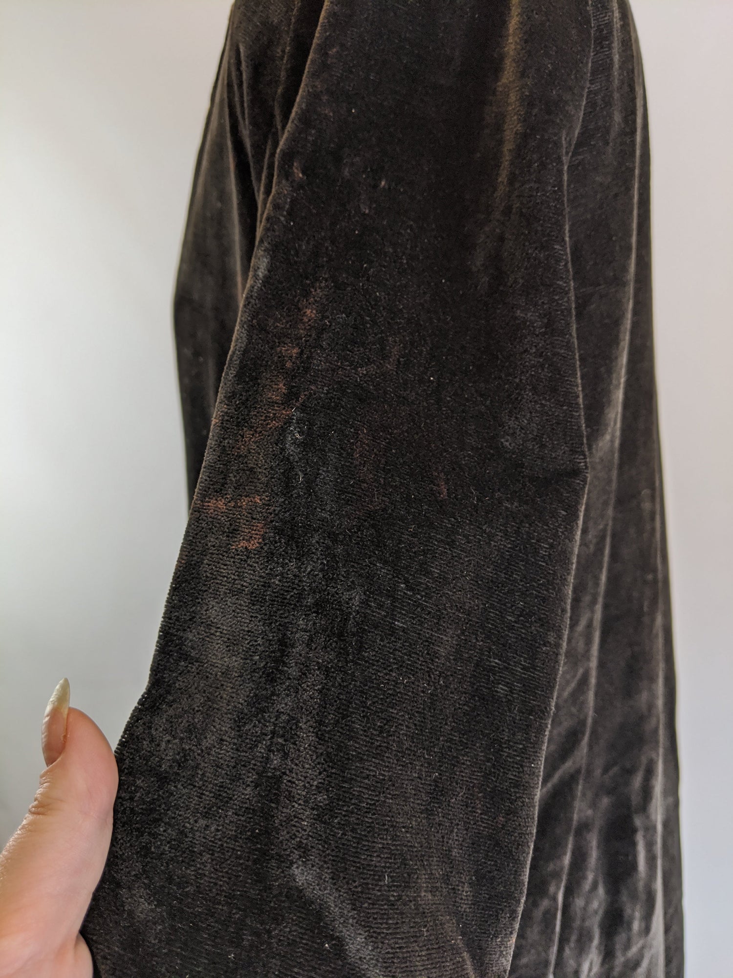 1920s Black Velvet Dress with Asymmetrical Hemline
