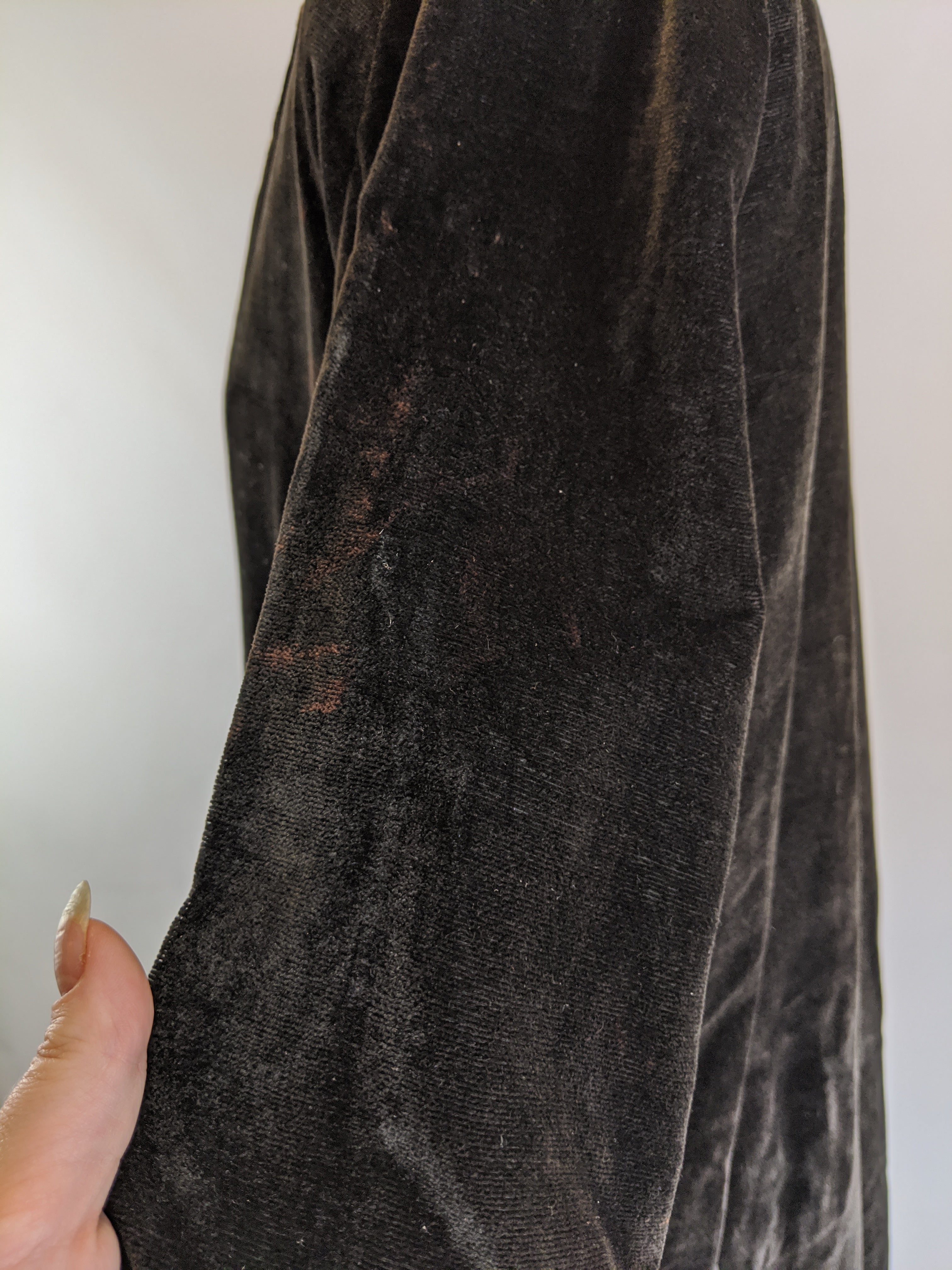 1920s Black Velvet Dress with Asymmetrical Hemline
