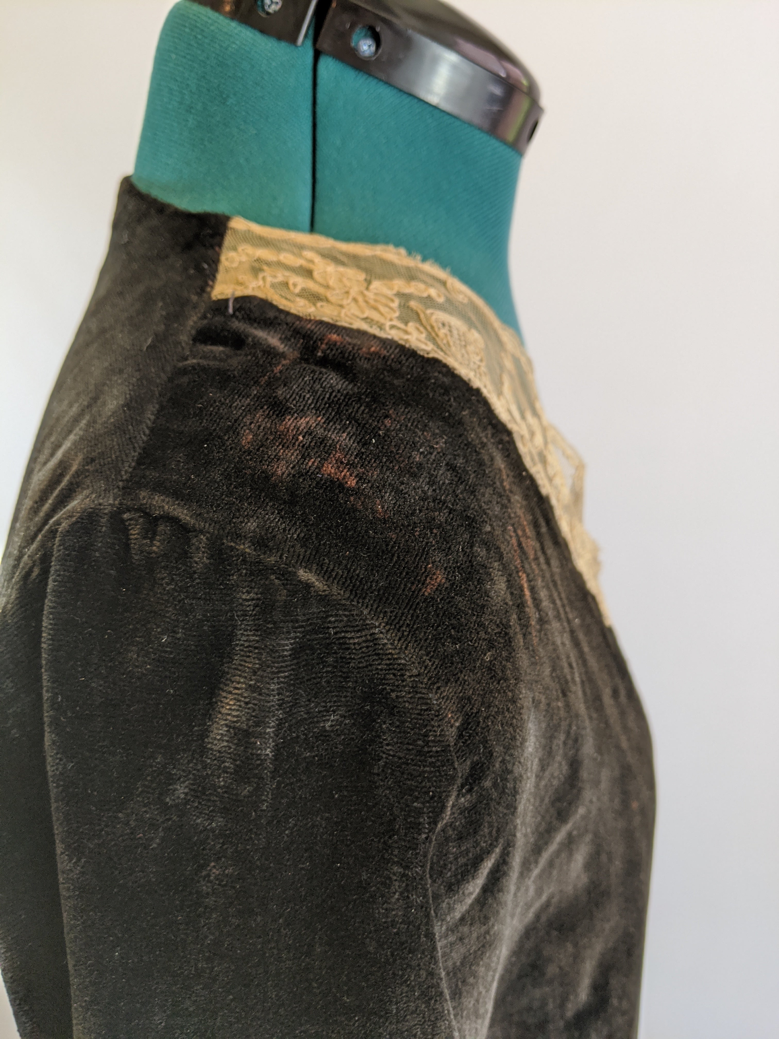 1920s Black Velvet Dress with Asymmetrical Hemline