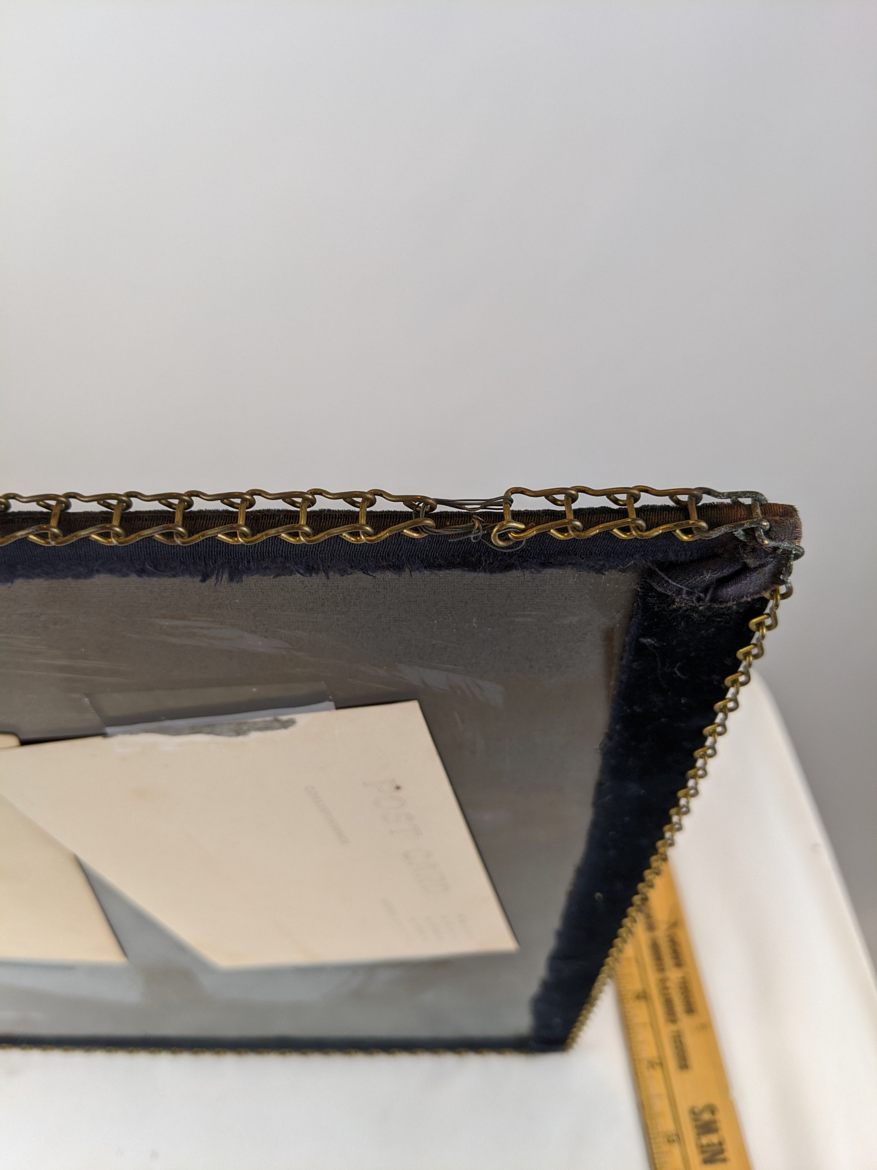 1910s-20s Picture Frame Wall Hanging | Velvet + Wood