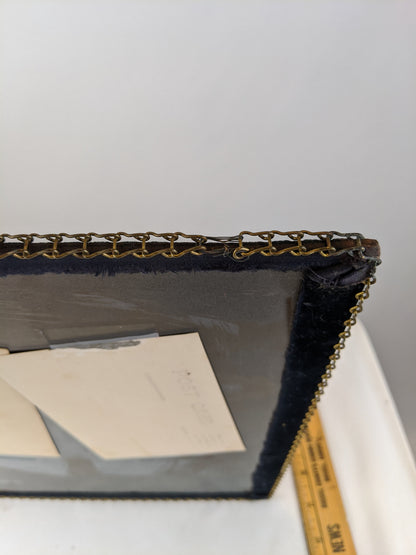 1910s-20s Picture Frame Wall Hanging | Velvet + Wood