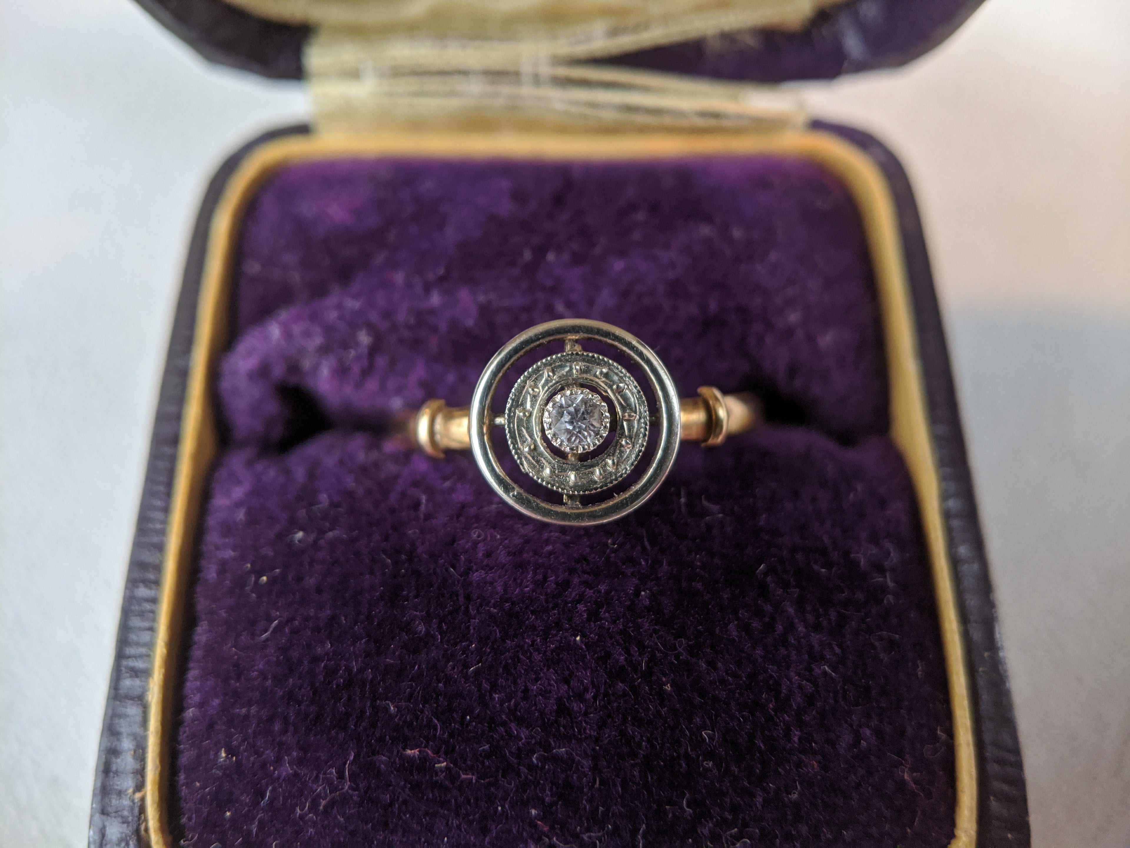 Edwardian 18k Gold Diamond Ring with Platinum Top