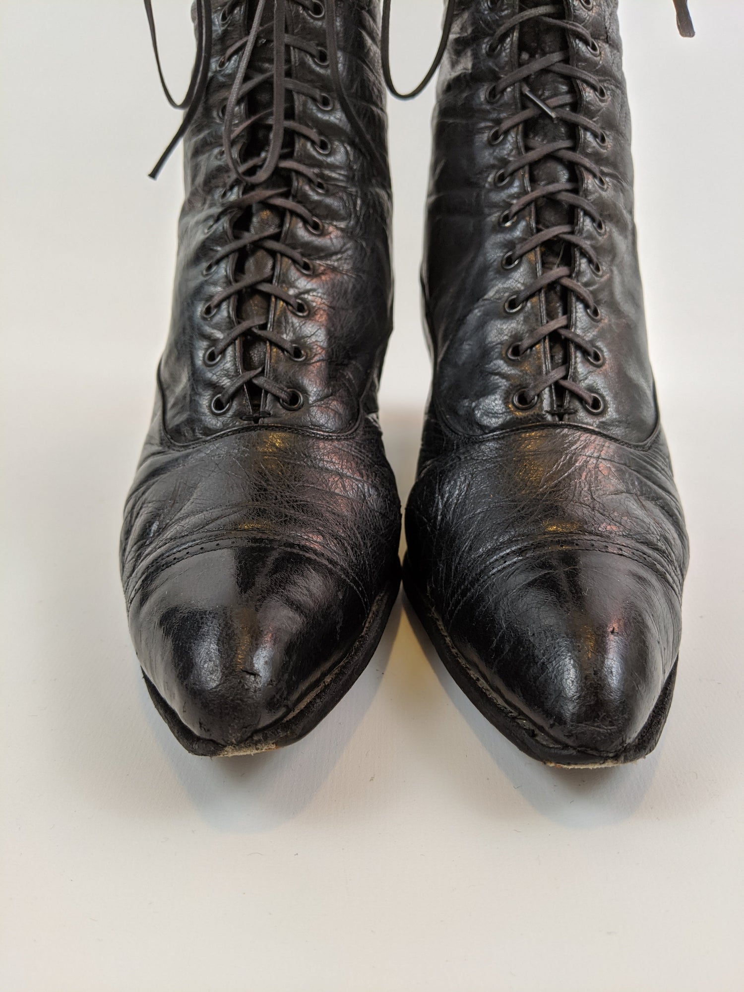 1910s-1920s Black Lace Up Boots | Approx Sz 6-6.5