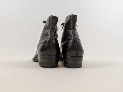 RESERVED | 1910s Black Lace Up Boots | Approx Sz 7.5-8