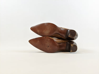 1920s Tan Lace Up Louis Heel Boots | Approx Sz 5