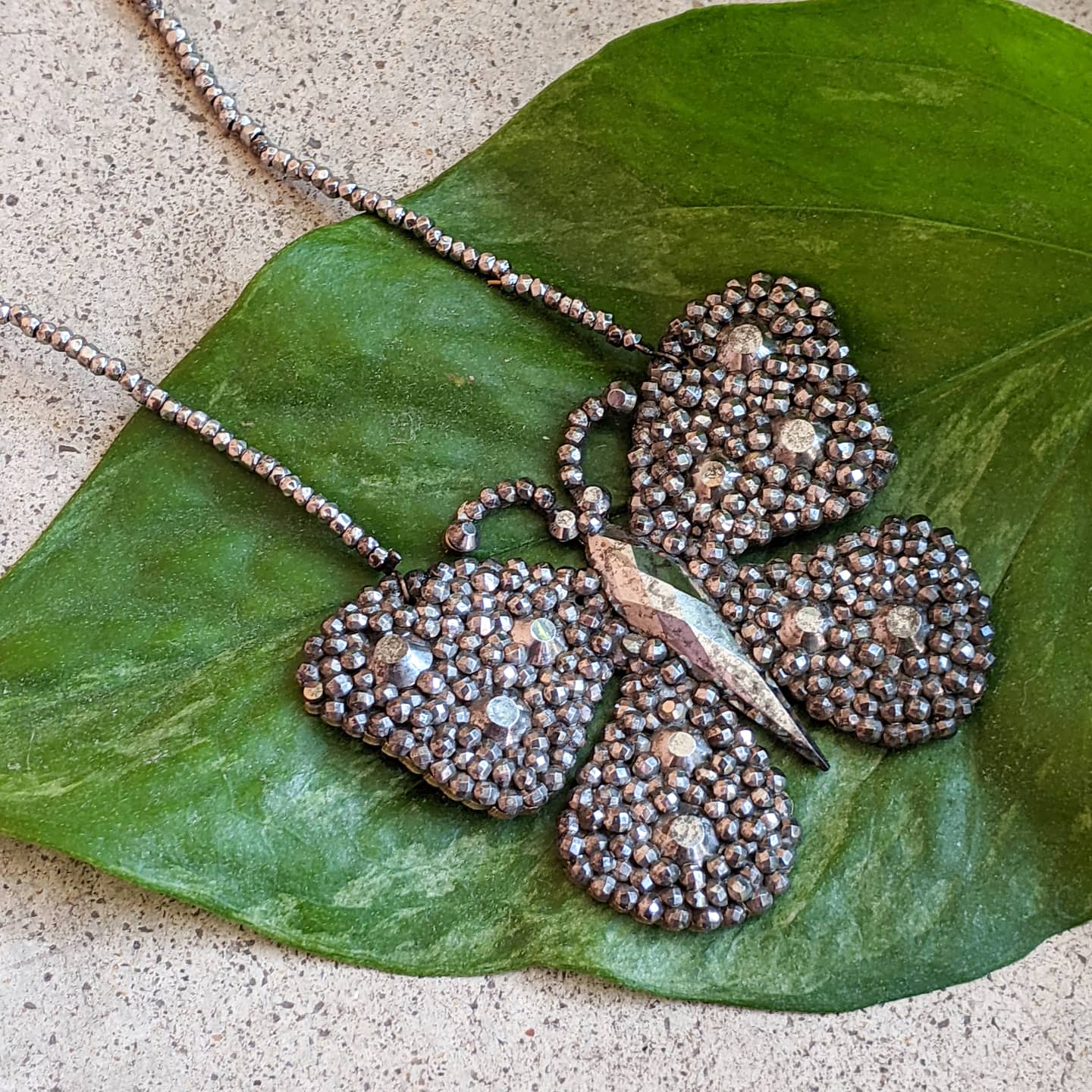 19th c. Cut Steel Butterfly Necklace
