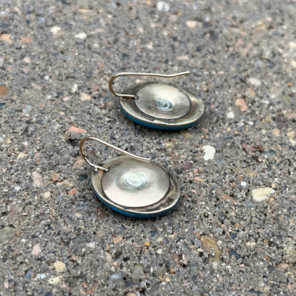 19th c. Blue Enamel 14k Gold Hand Earrings