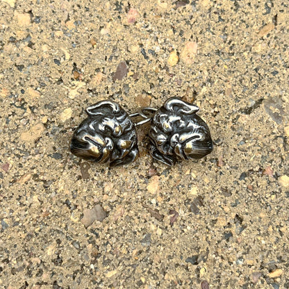 19th c. Silver Bulldog Earrings