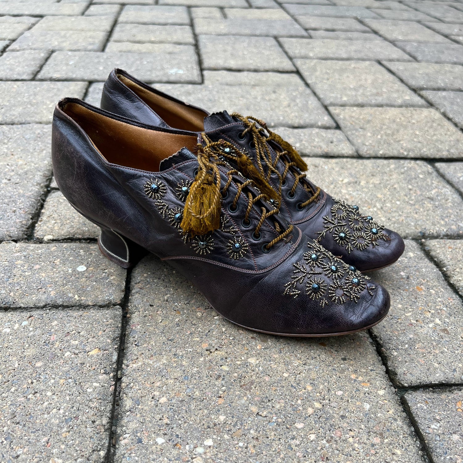 c. 1890s-1900s Beaded Oxfords