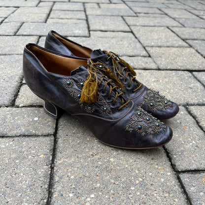 c. 1890s-1900s Beaded Oxfords