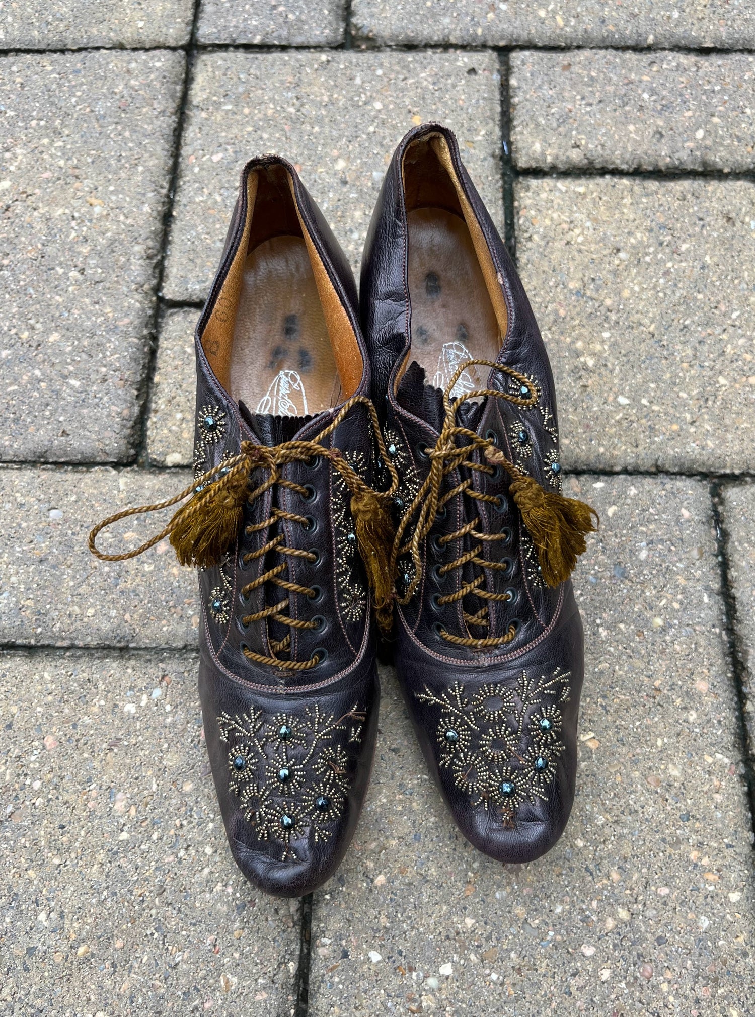 c. 1890s-1900s Beaded Oxfords