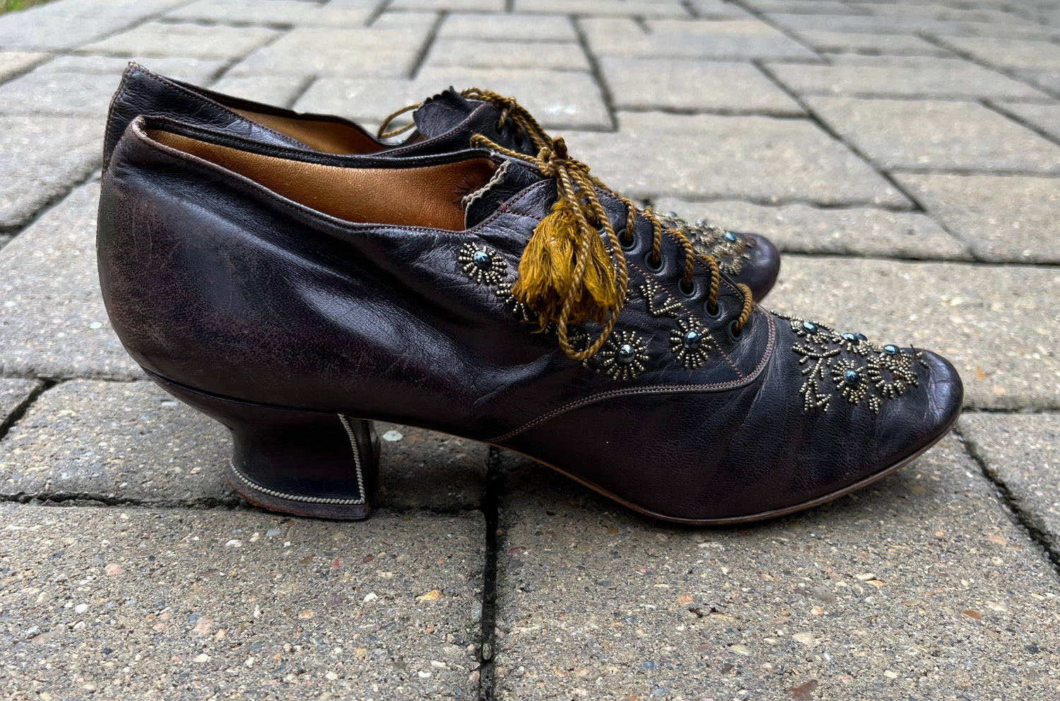 c. 1890s-1900s Beaded Oxfords