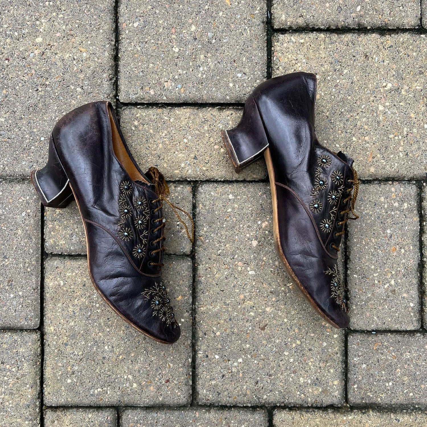 c. 1890s-1900s Beaded Oxfords