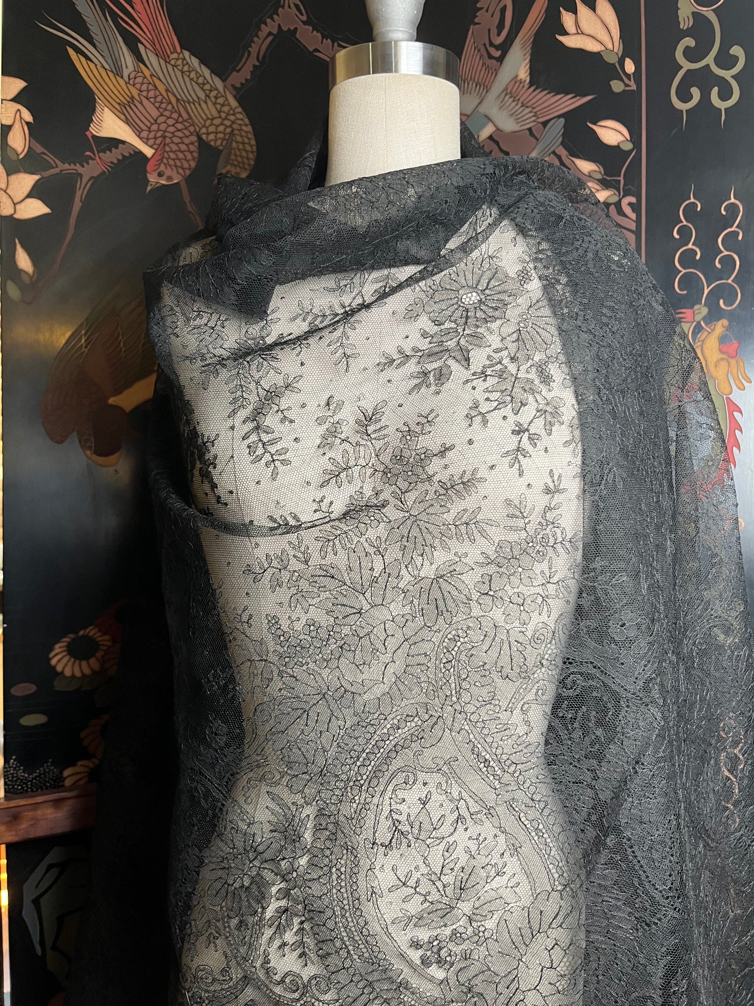 RESERVED | c. 1860s Chantilly Lace Shawl