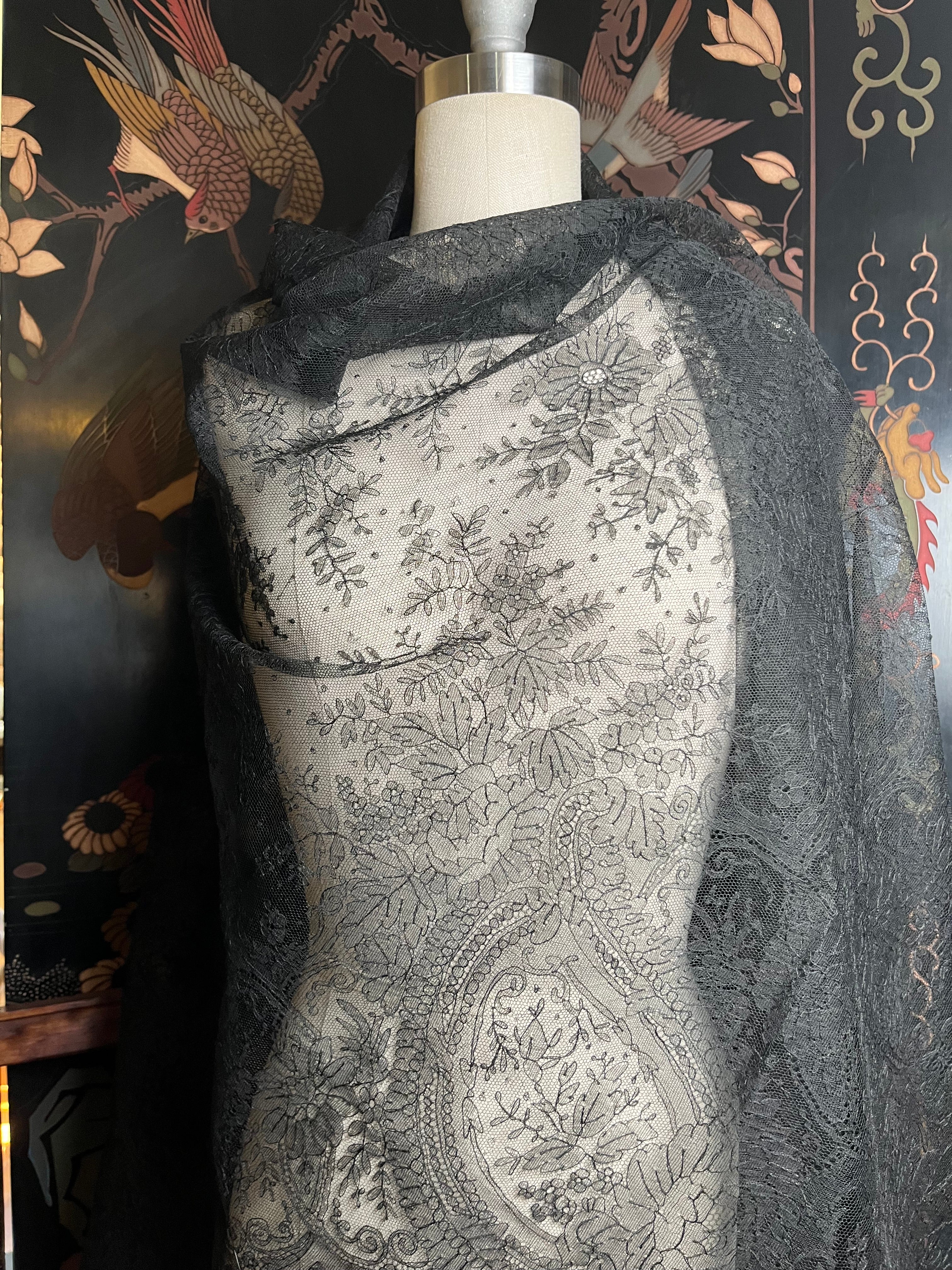 RESERVED | c. 1860s Chantilly Lace Shawl