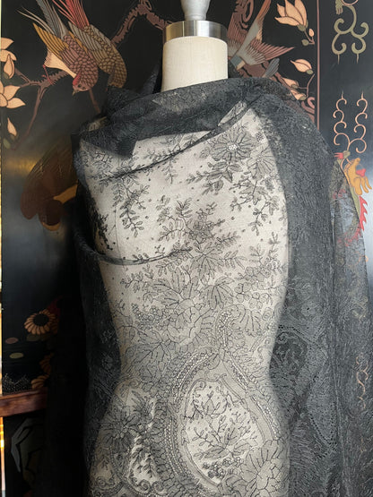 RESERVED | c. 1860s Chantilly Lace Shawl