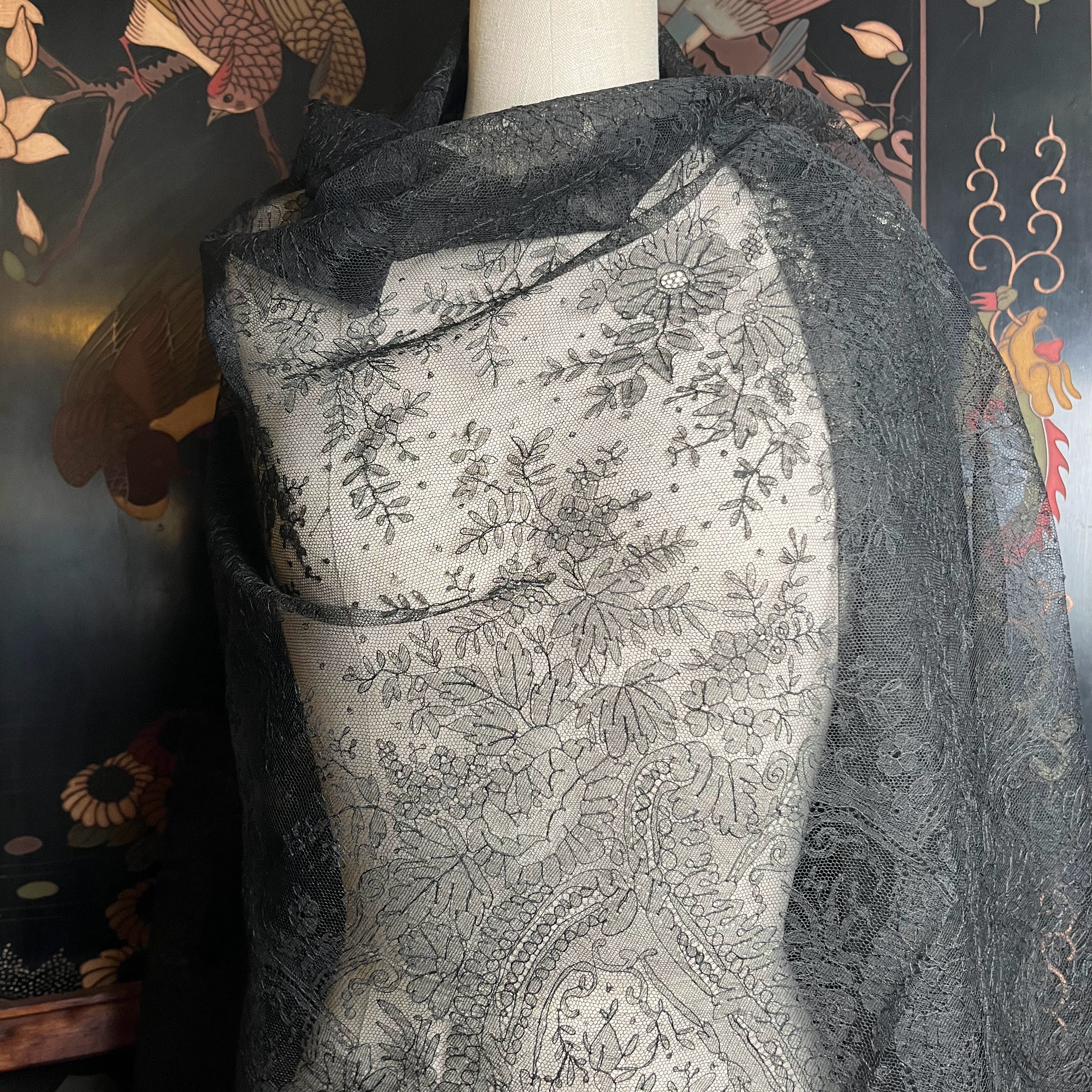 RESERVED | c. 1860s Chantilly Lace Shawl