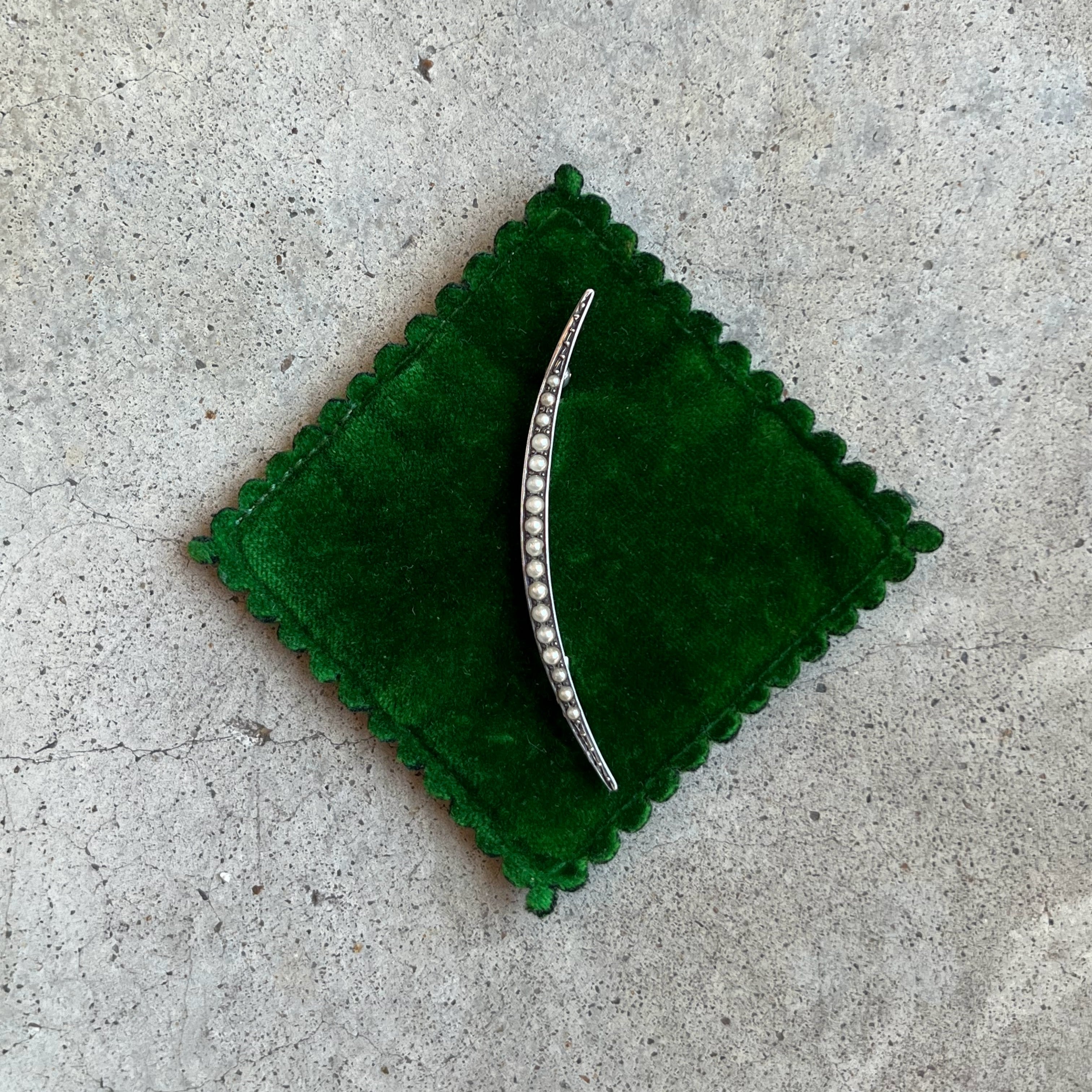 c. 1910s Sterling Silver Crescent Moon Brooch
