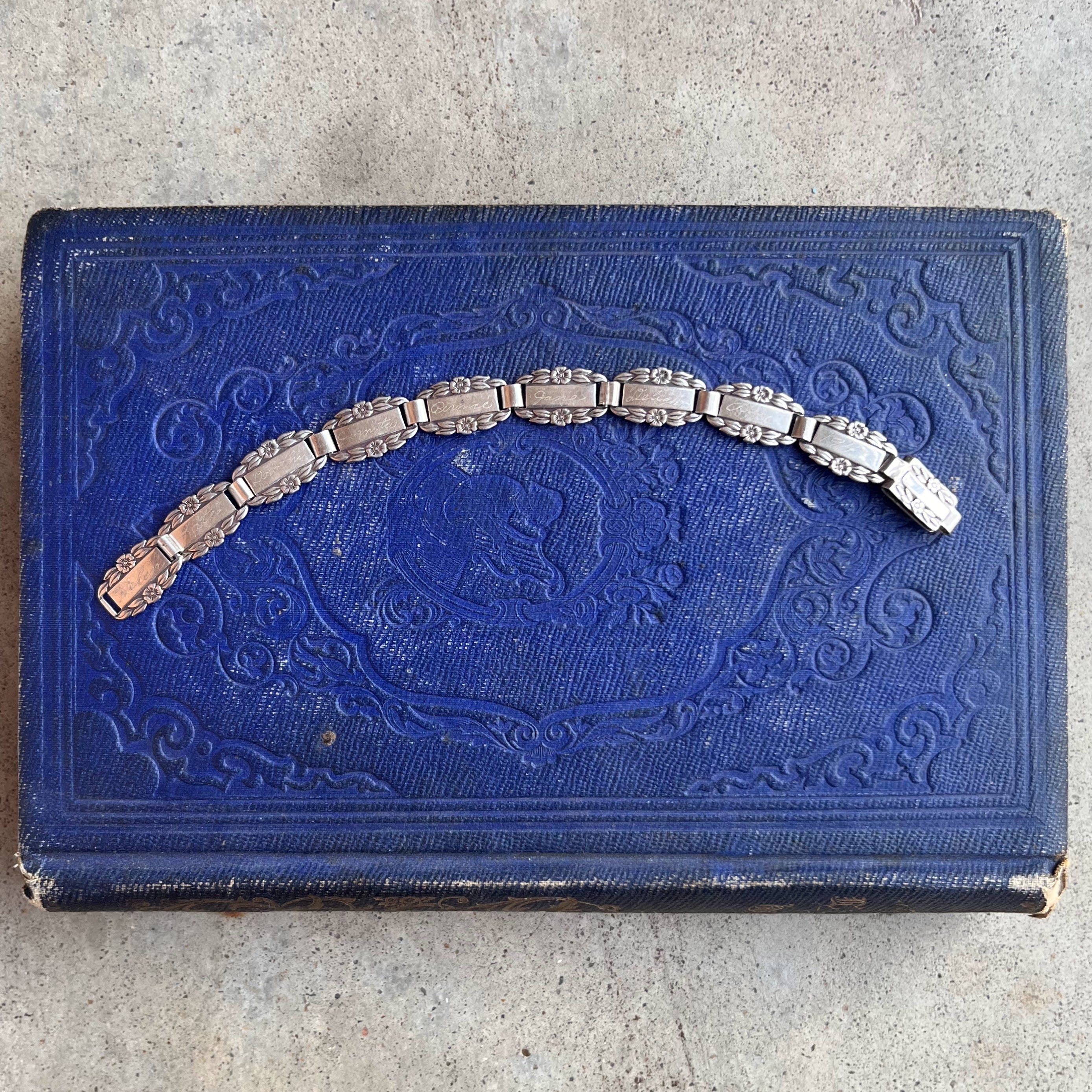 1945 Forget Me Not Sterling Silver Friendship Bracelet