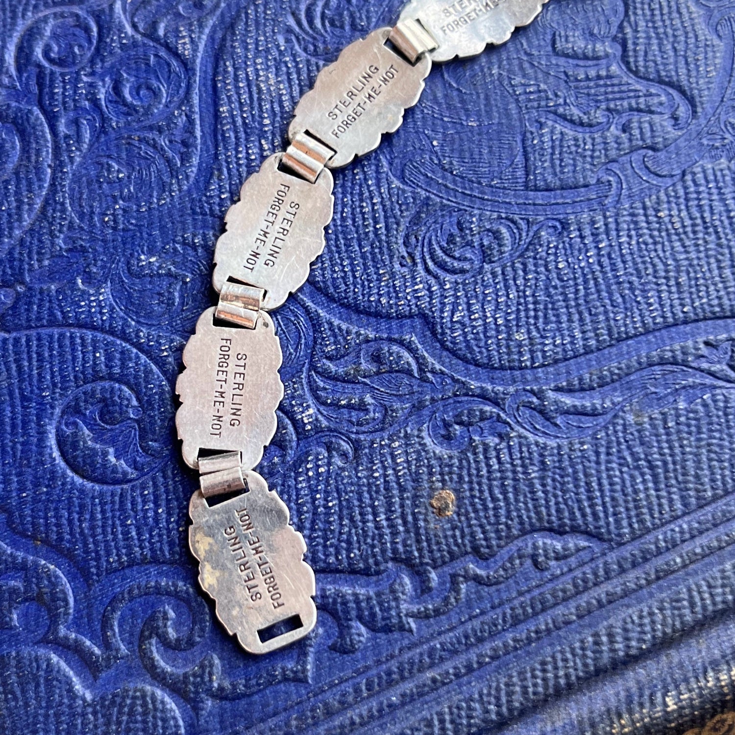 1945 Forget Me Not Sterling Silver Friendship Bracelet
