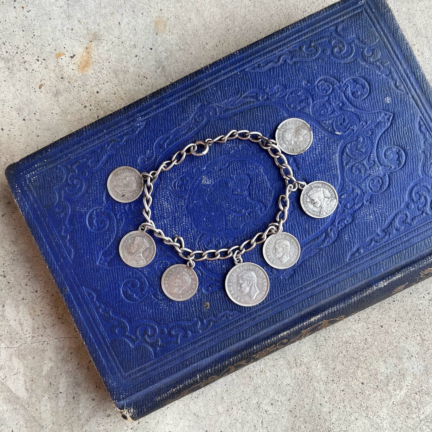 c. 1940s Sterling Silver Coin Bracelet
