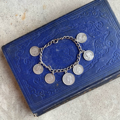 c. 1940s Sterling Silver Coin Bracelet