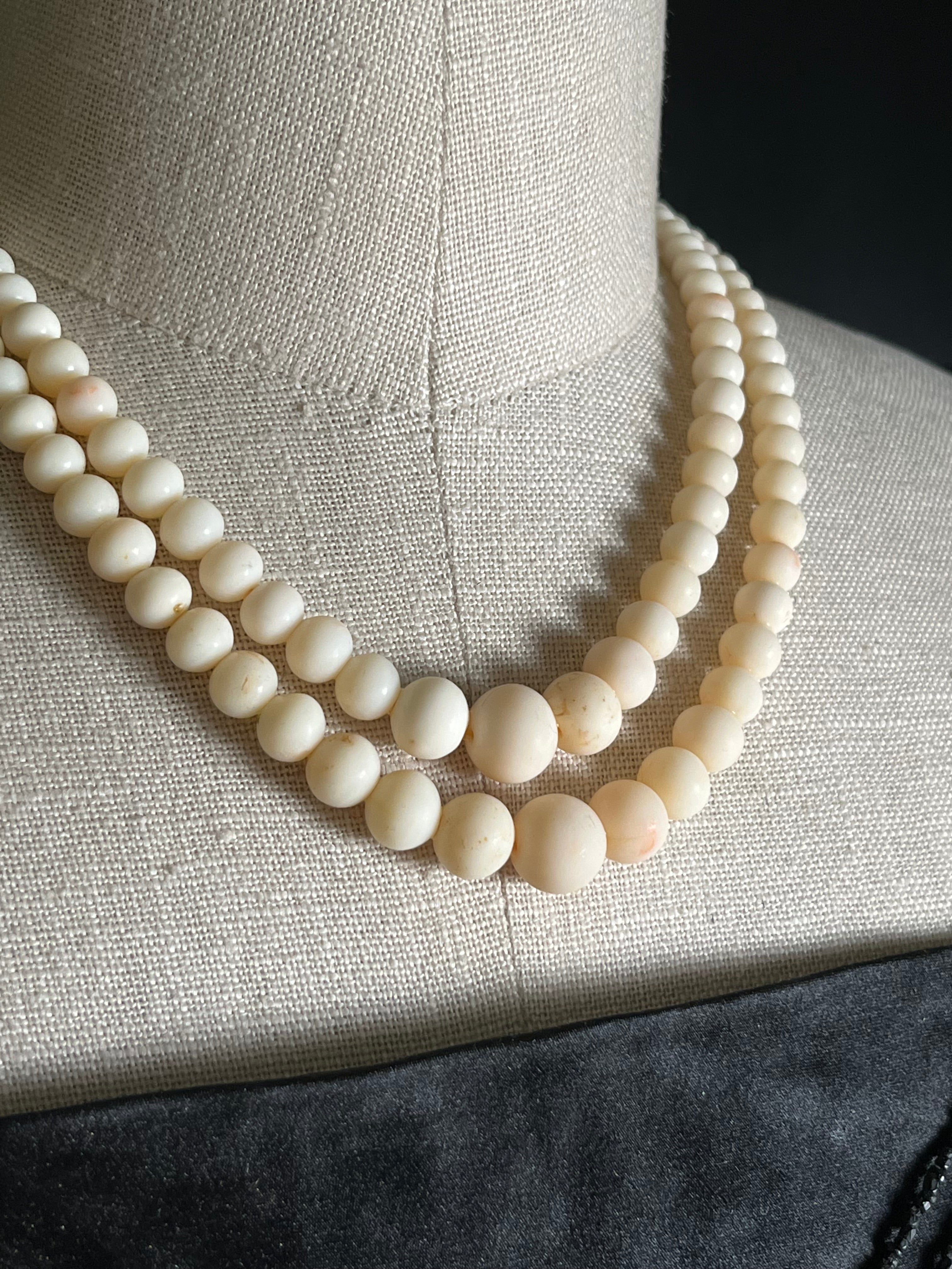 Late 19th-Early 20th c. Angel Skin Coral Bead Necklace