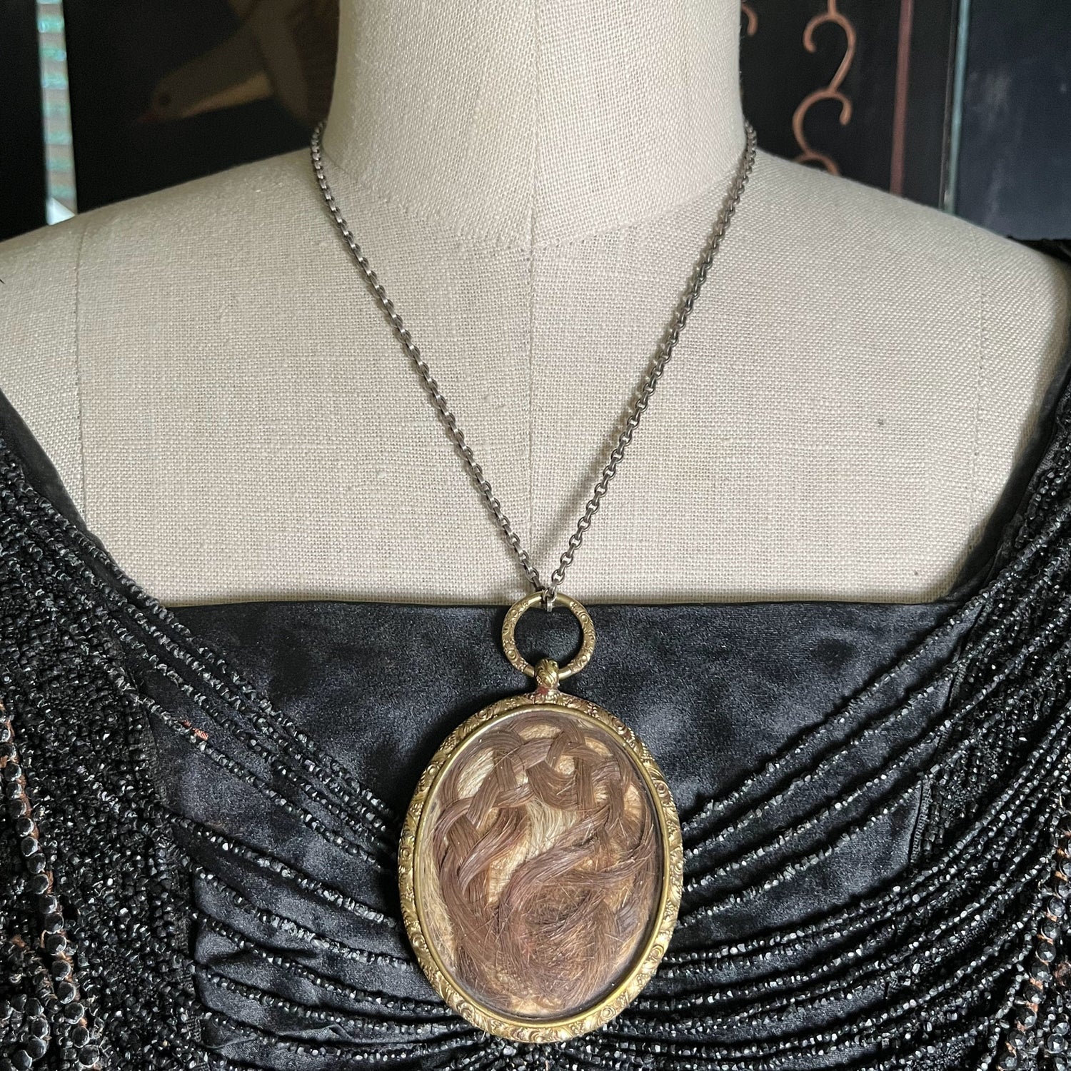 c. 1820s-1840s Large Pinchbeck Hair Pendant