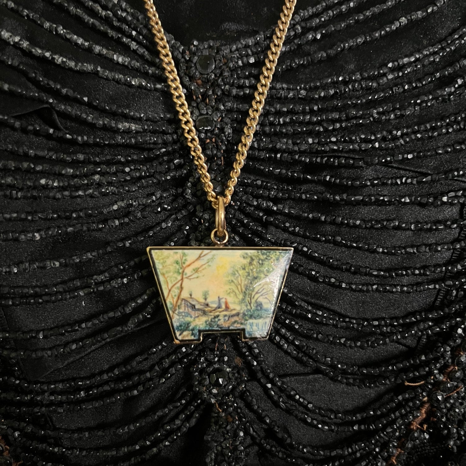 Mid-19th c. 14k Gold Enamel Locket with Hair