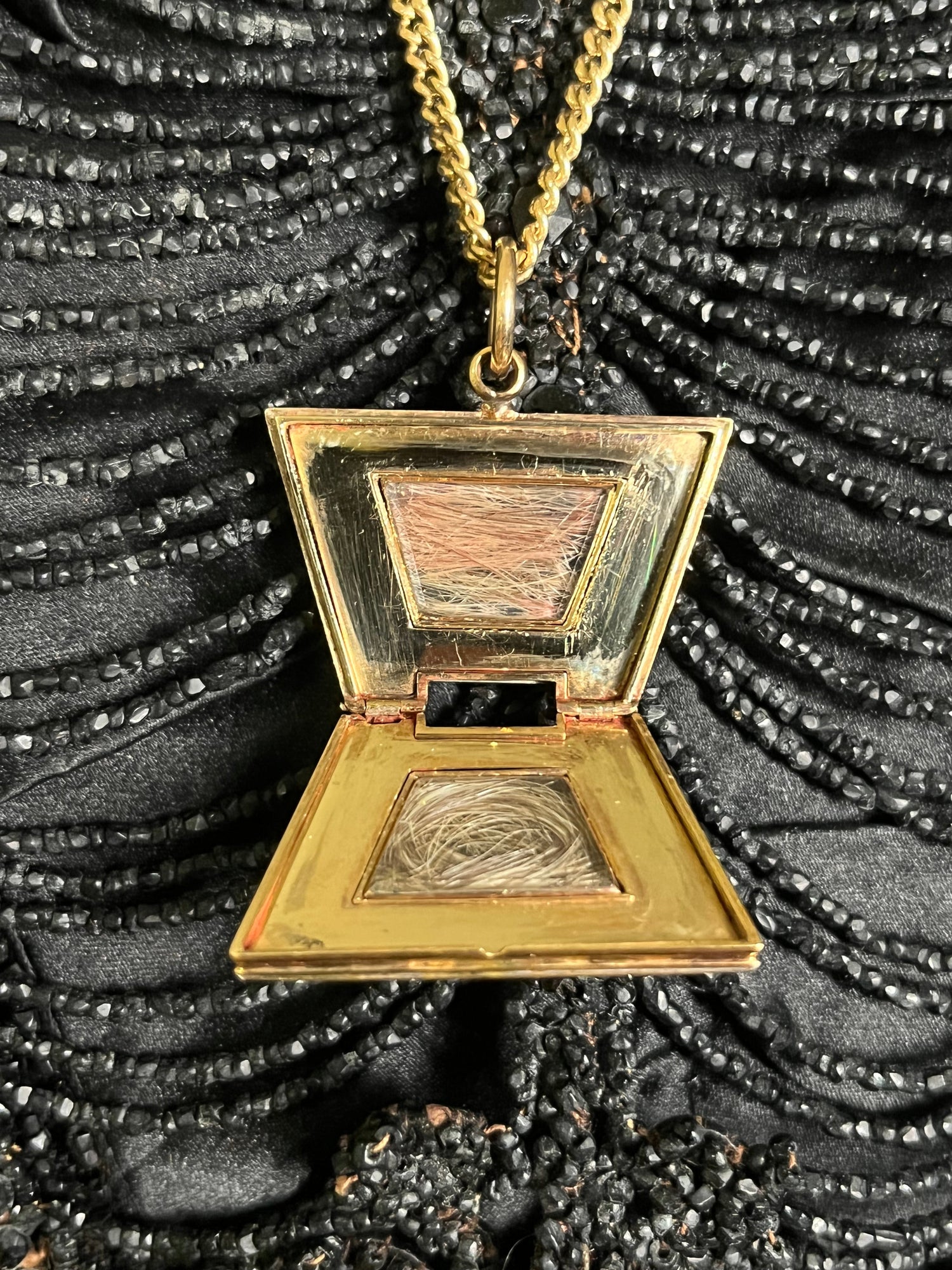 Mid-19th c. 14k Gold Enamel Locket with Hair