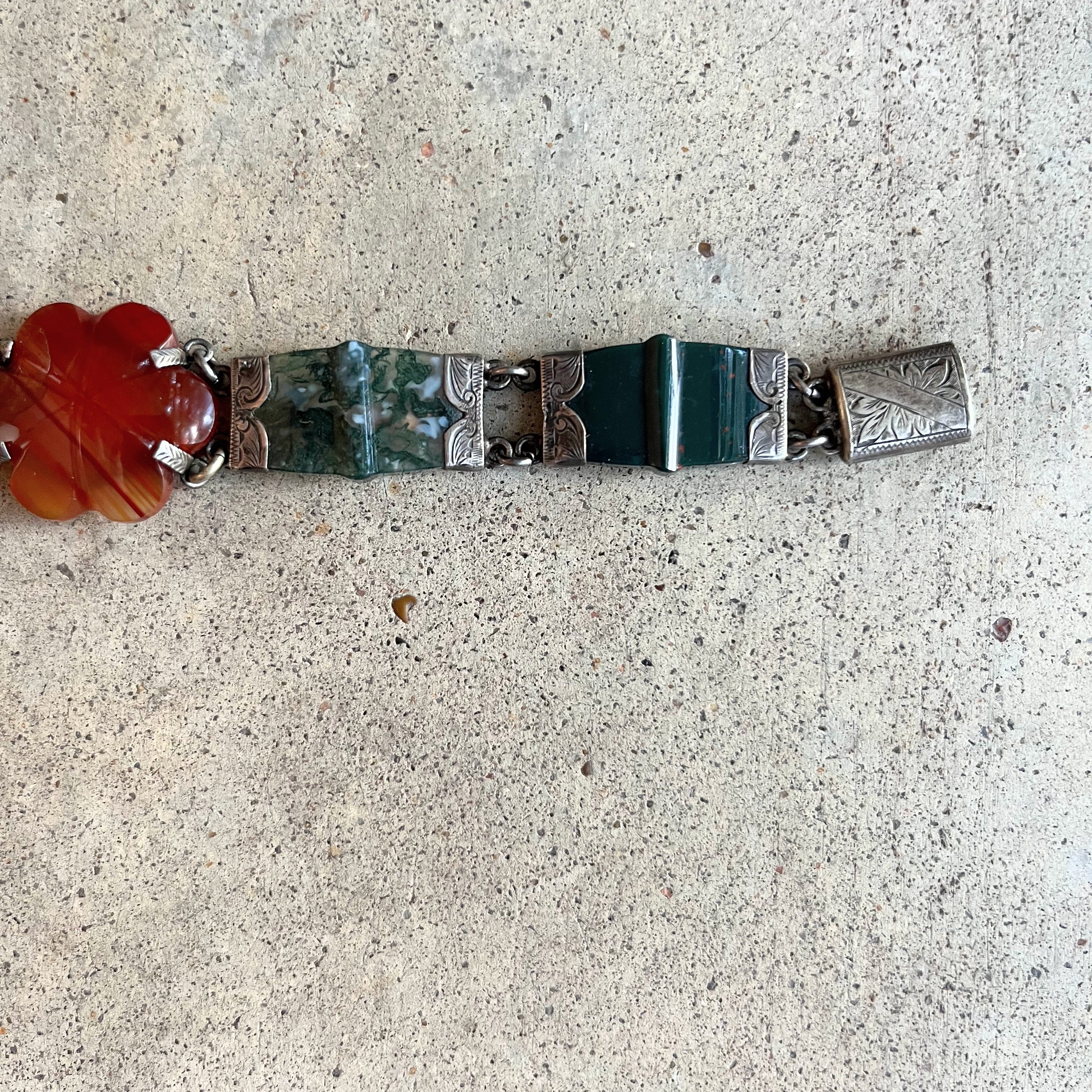 19th c. Silver Scottish Agate Bracelet