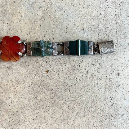 19th c. Silver Scottish Agate Bracelet