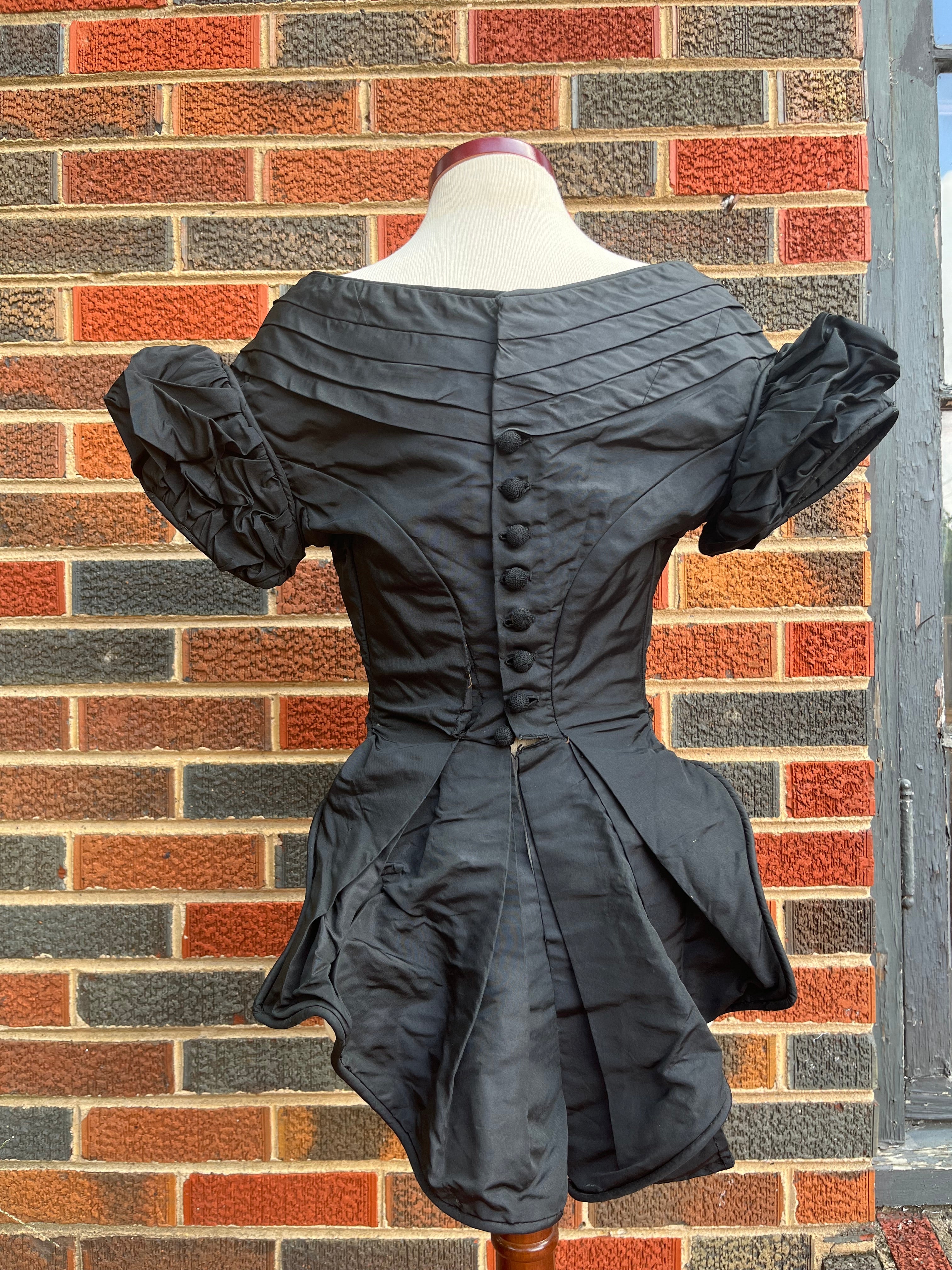 c. 1860s Black Silk Bodice