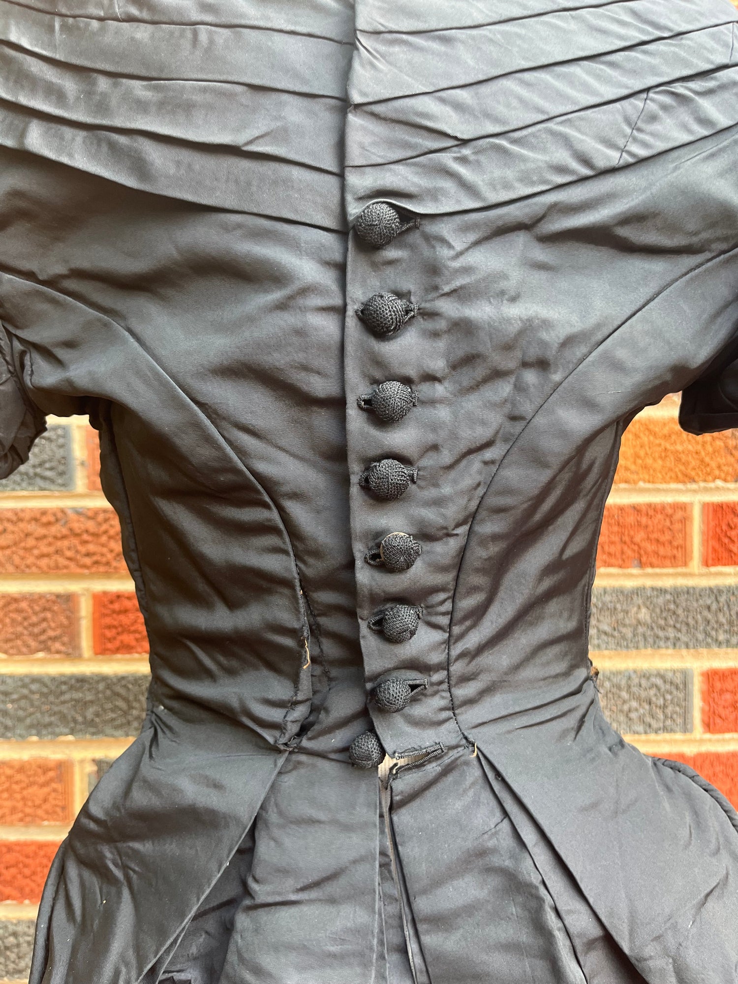 c. 1860s Black Silk Bodice