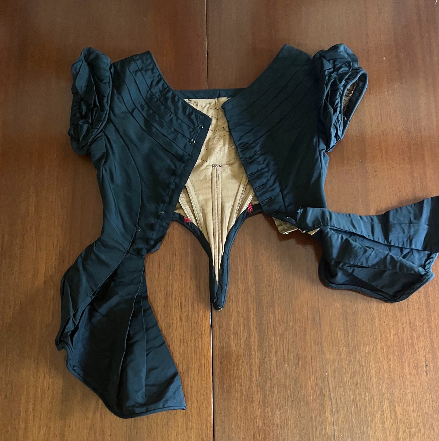 c. 1860s Black Silk Bodice