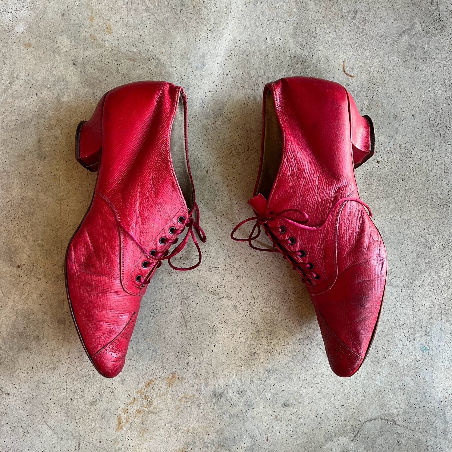 c. 1890s Red Leather Oxfords